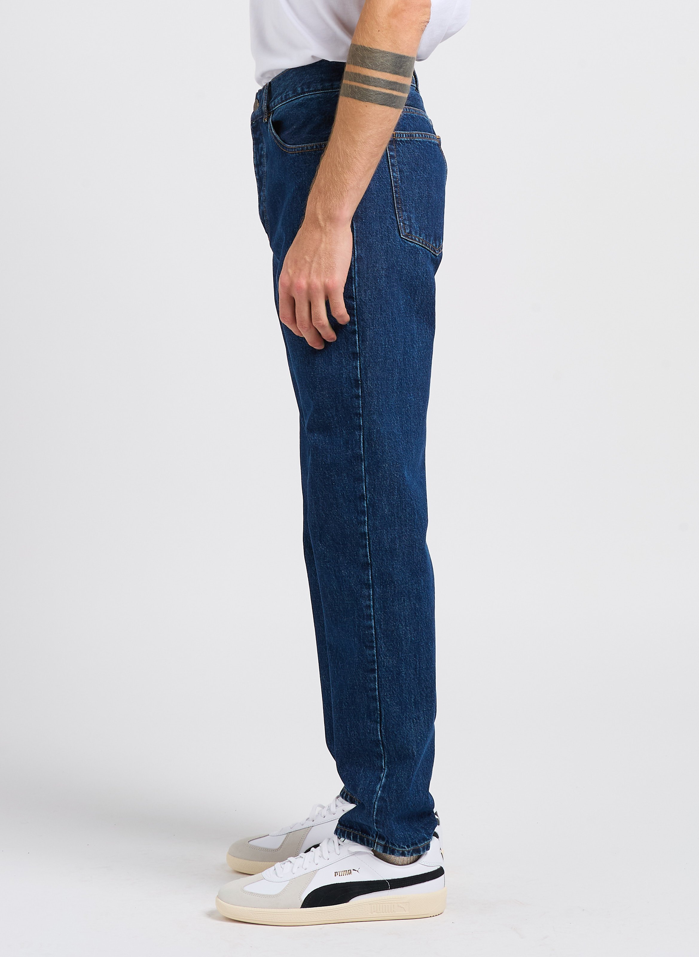 Straight slim-fit stretch cotton pants SAISON 1865 Blue