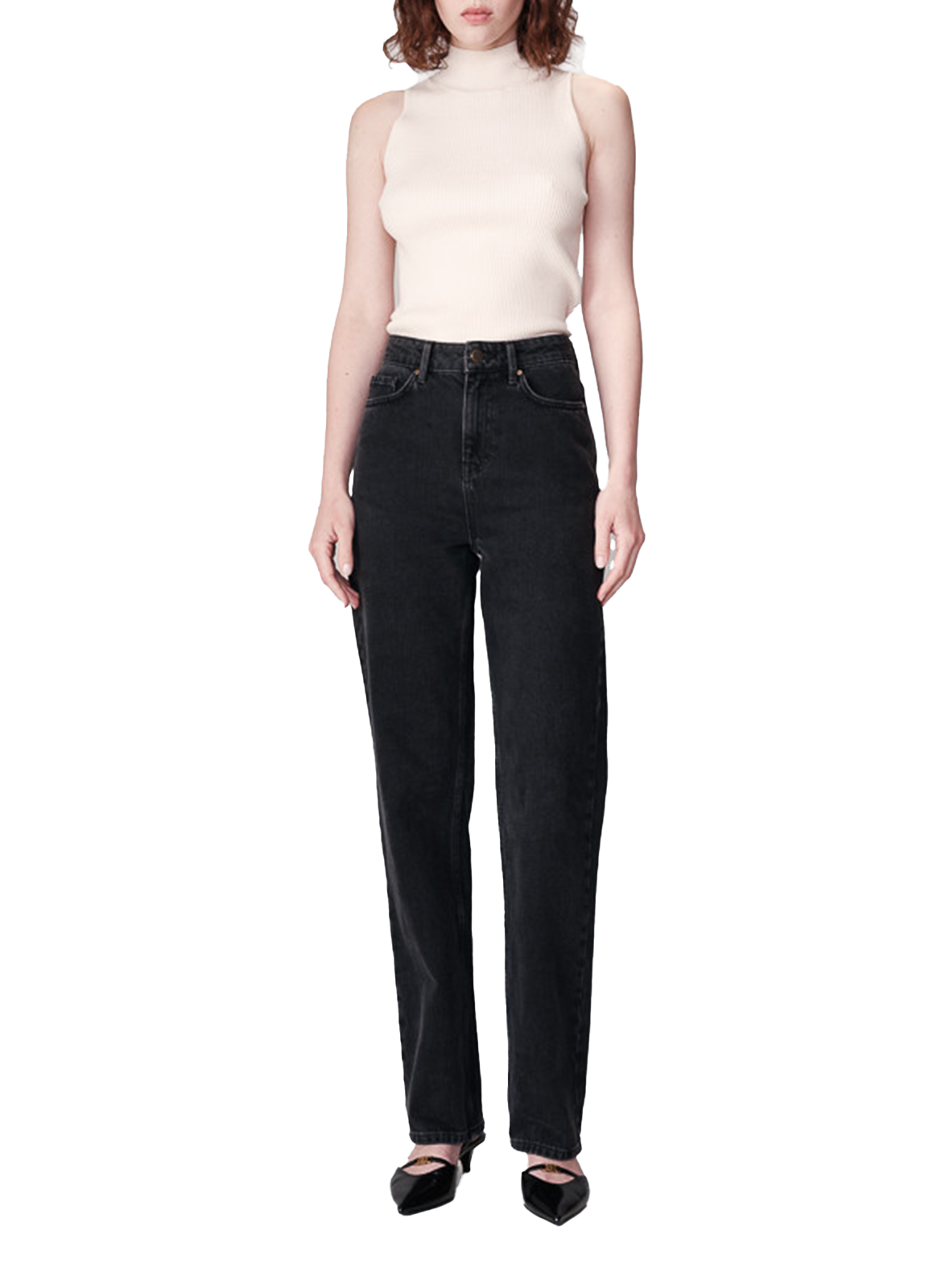 - Straight leg- High waist- Zip fastening- Belt loops- 5 pockets- Stretch cotton GRACE ET MILA Black