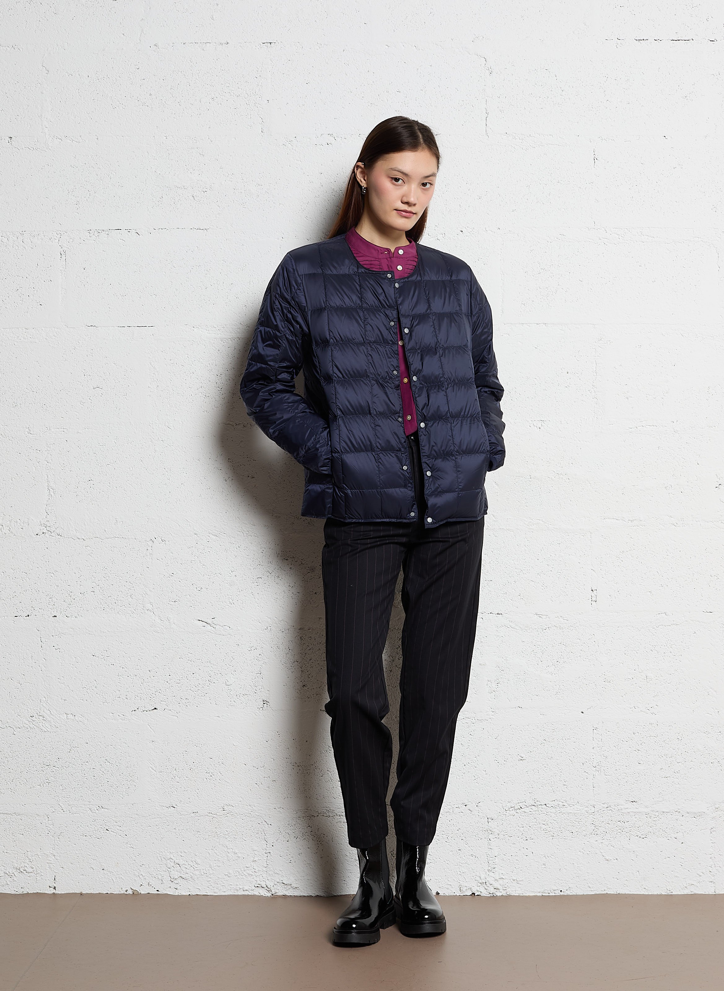 Veste col rond matelassée TAION Bleu