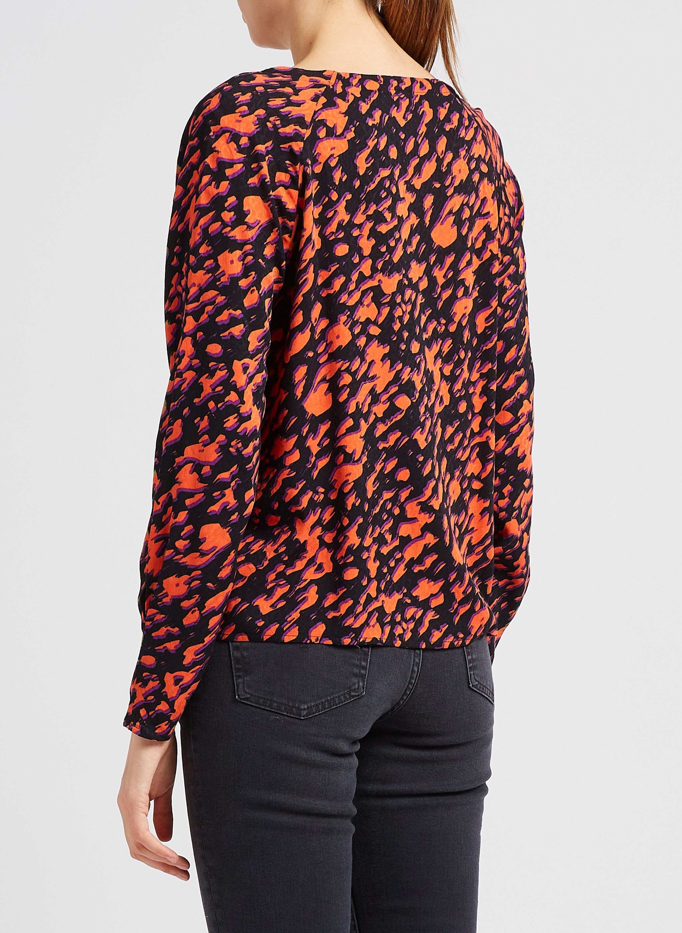 Printed V-neck top VILA Black
