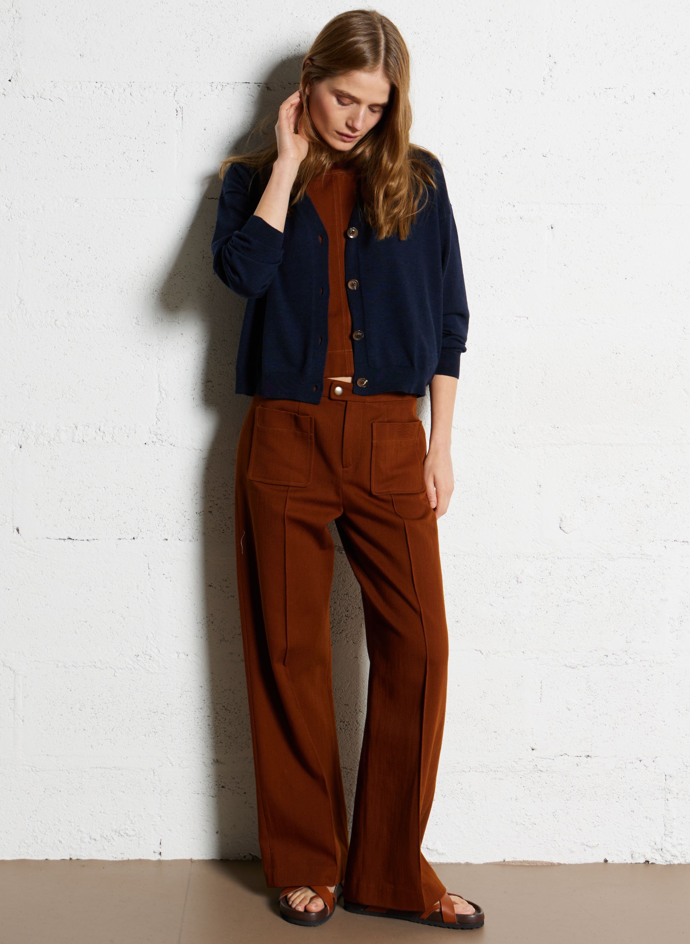 Gilet boutonné en laine SOEUR Bleu