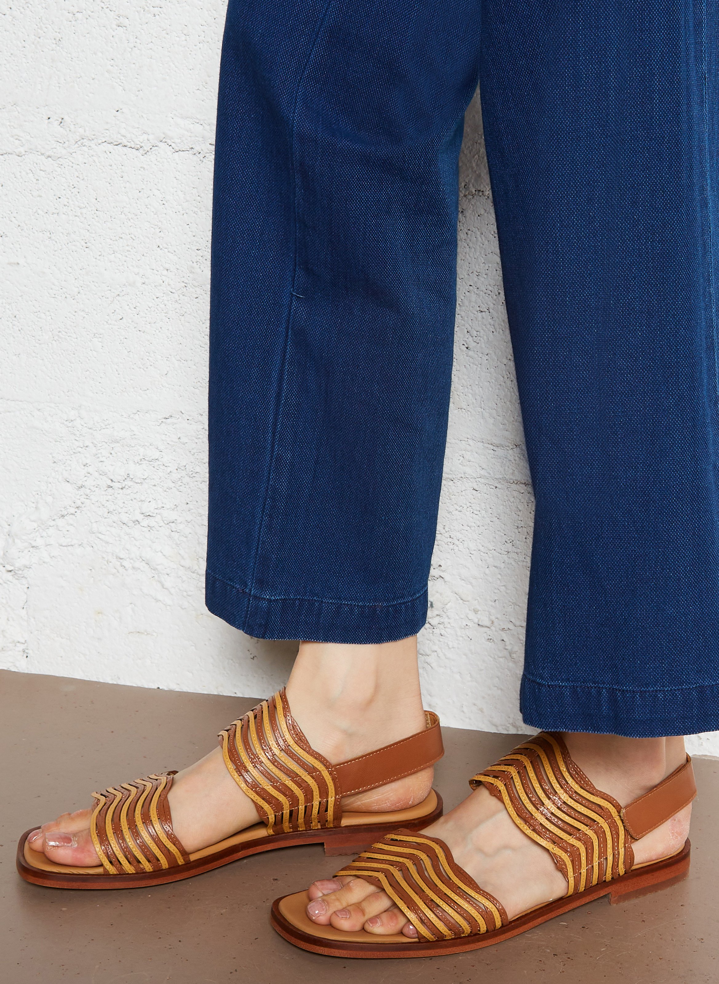 Sandales plates en cuir KOSMA MENORCA Marron