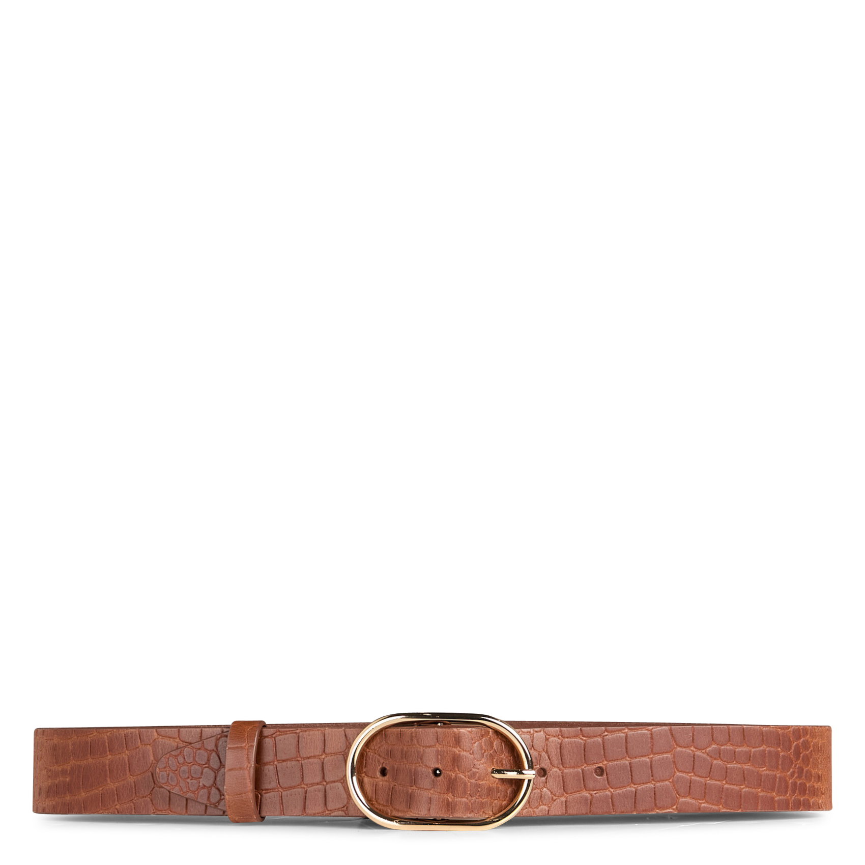 Ceinture en cuir embossé croco ONE STEP Marron