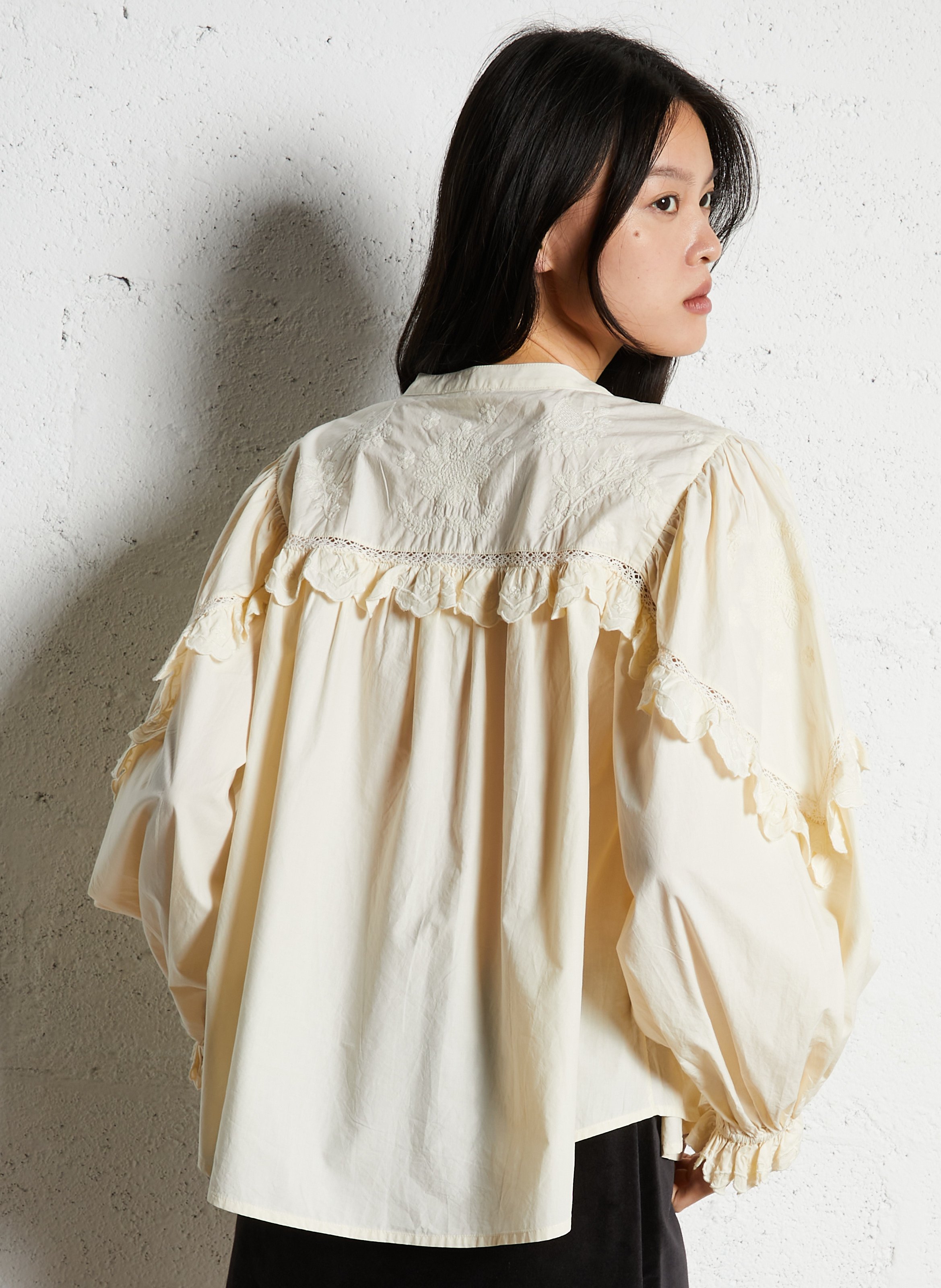 Round-neck cotton blouse LOUISE MISHA Beige