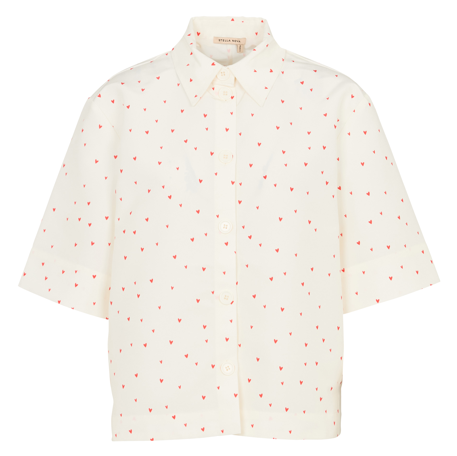 Overhemd met klassieke kraag en hartjesprint Wit
