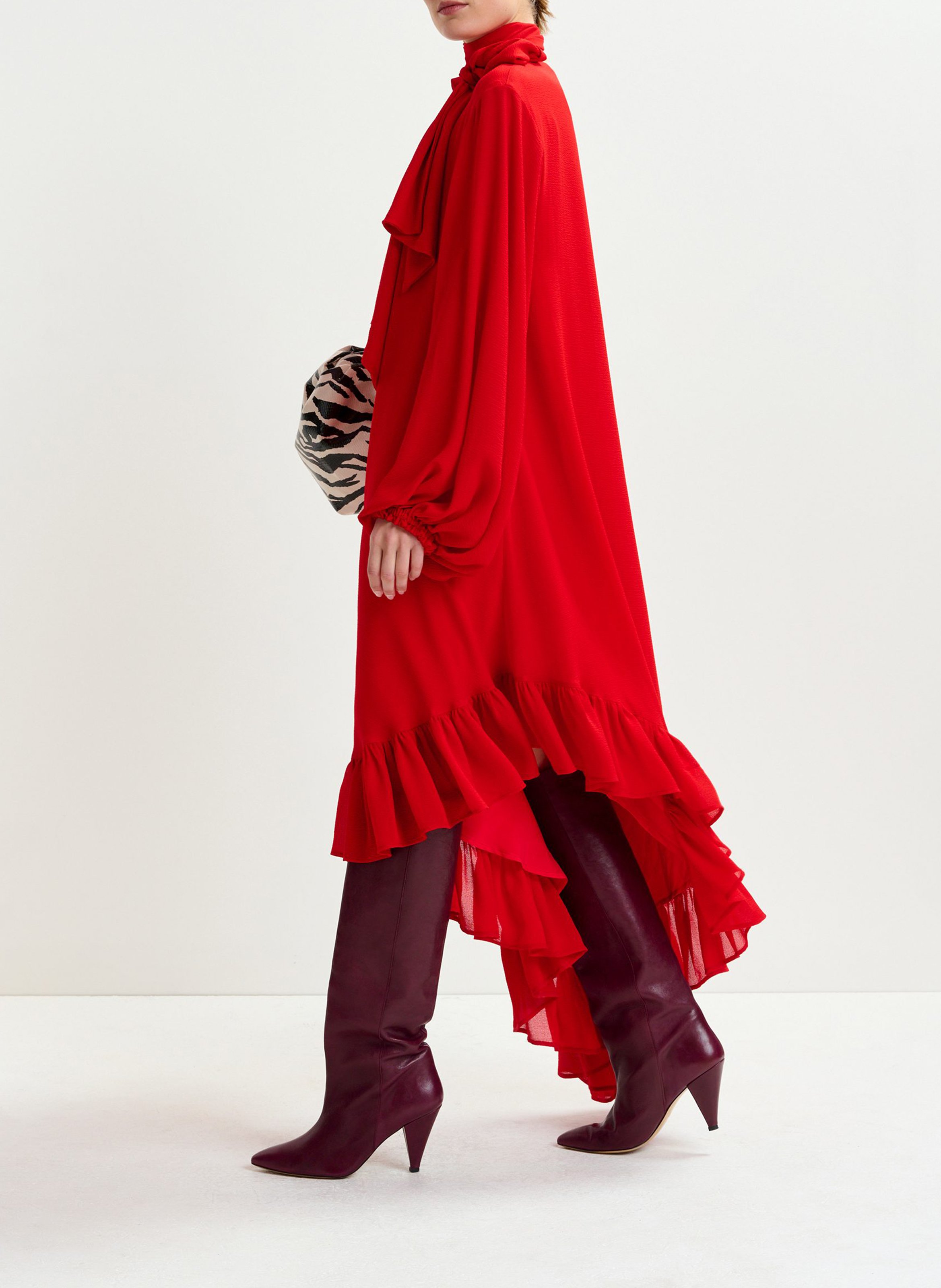 Robe longue en fibres recyclées mélangées ESSENTIEL ANTWERP Rouge