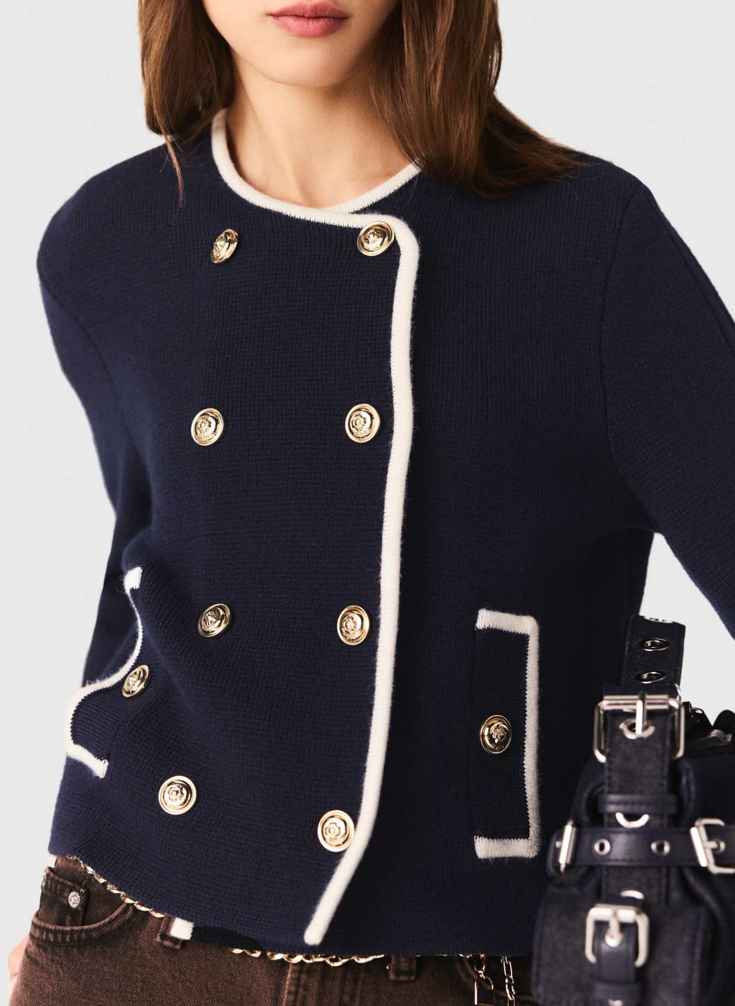 Cardigan met ronde hals MAJE Blauw