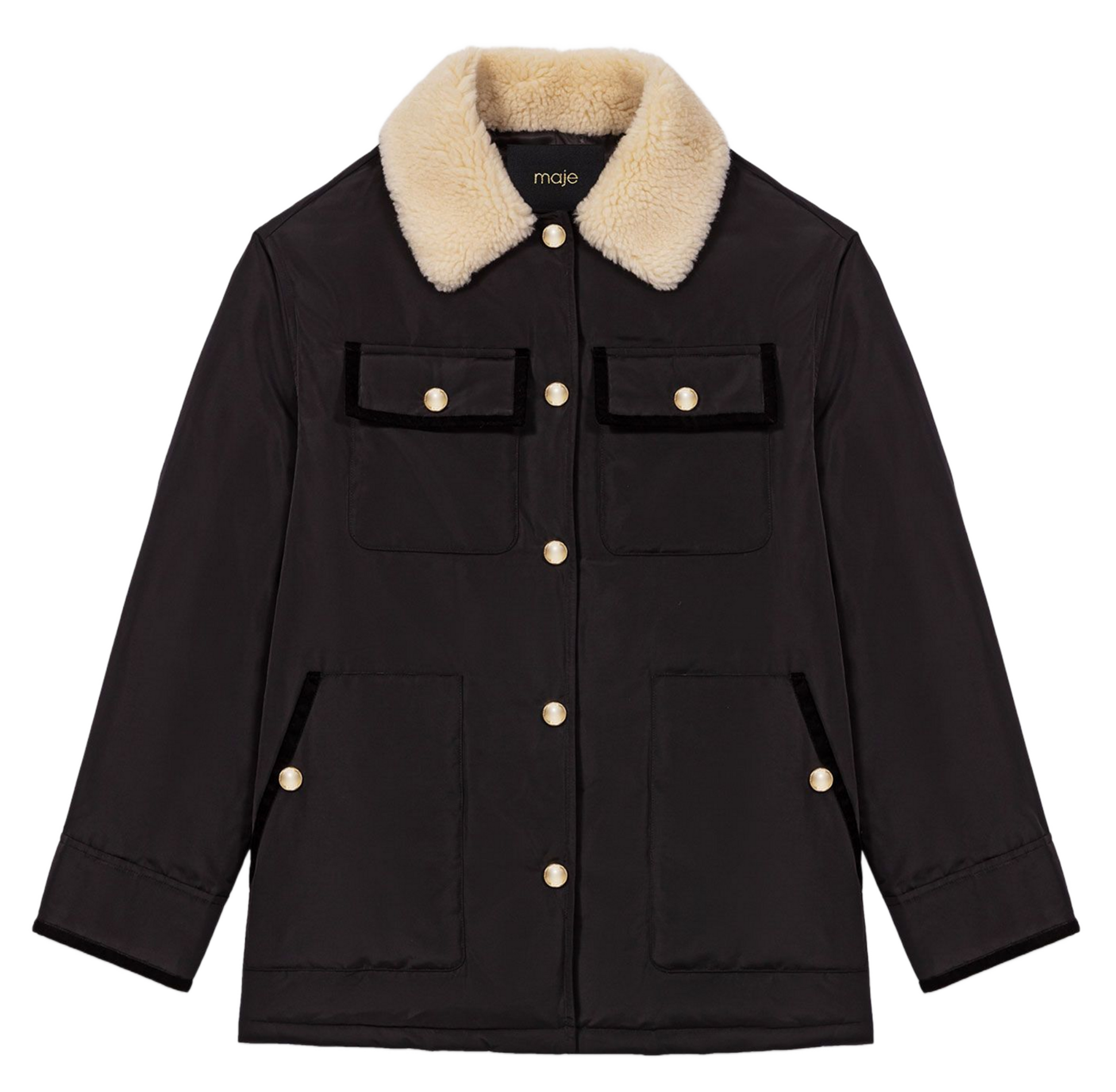 Veste droite col classique MAJE Noir