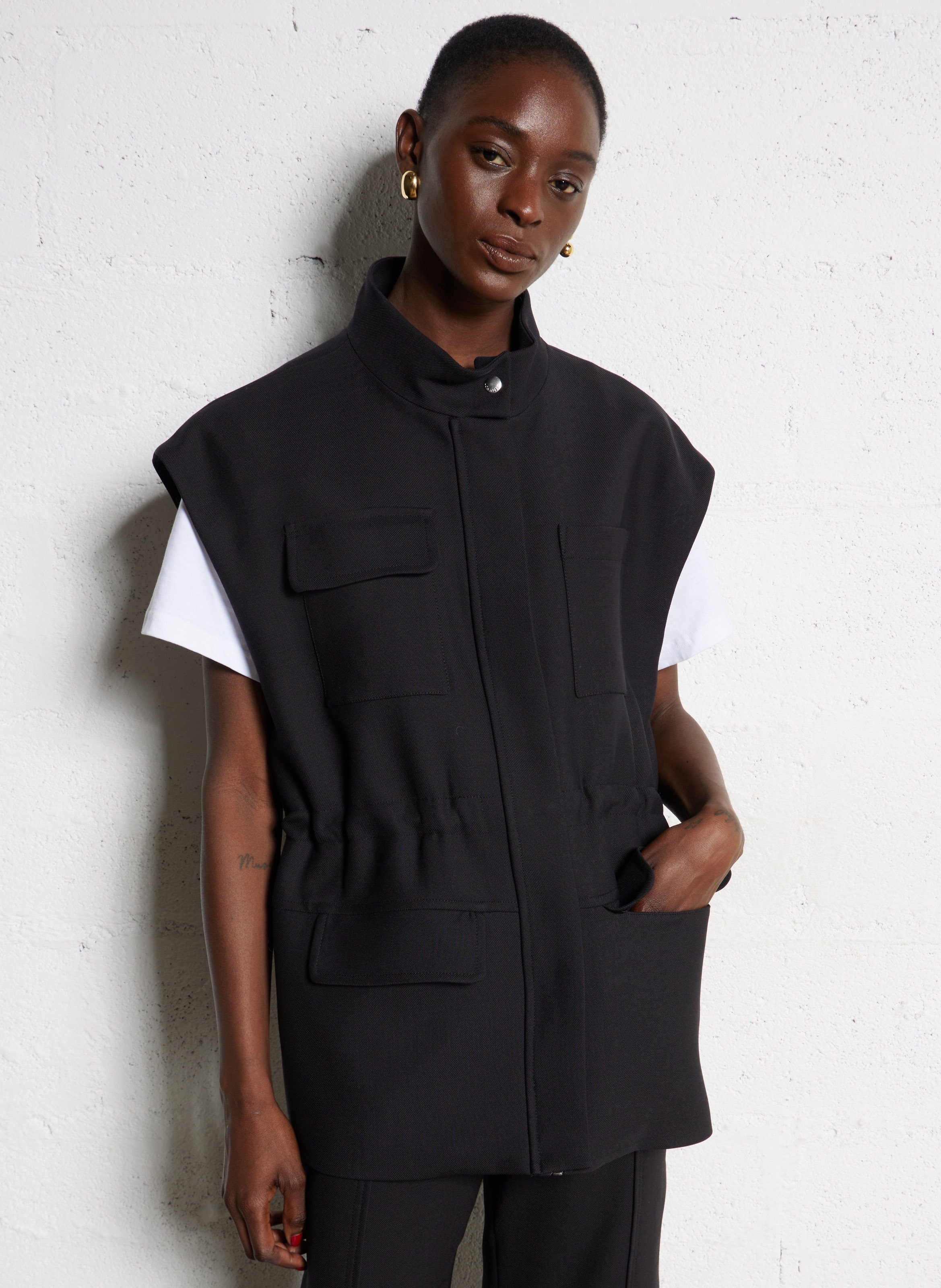 Veste col montant en laine mélangée MARGAUX LONNBERG Noir