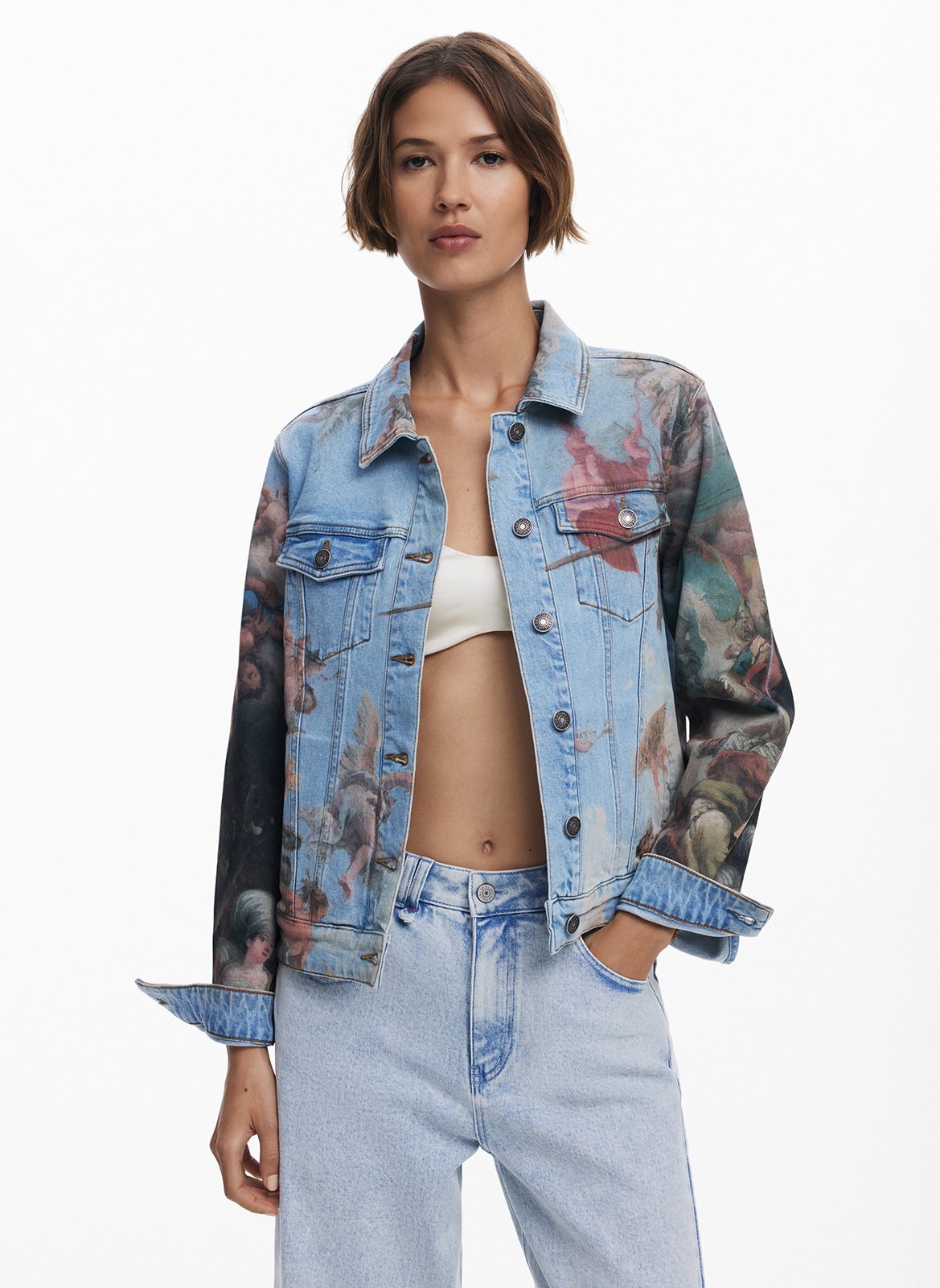 Veste en jean imprimée avec poches  DESIGUAL Bleu
