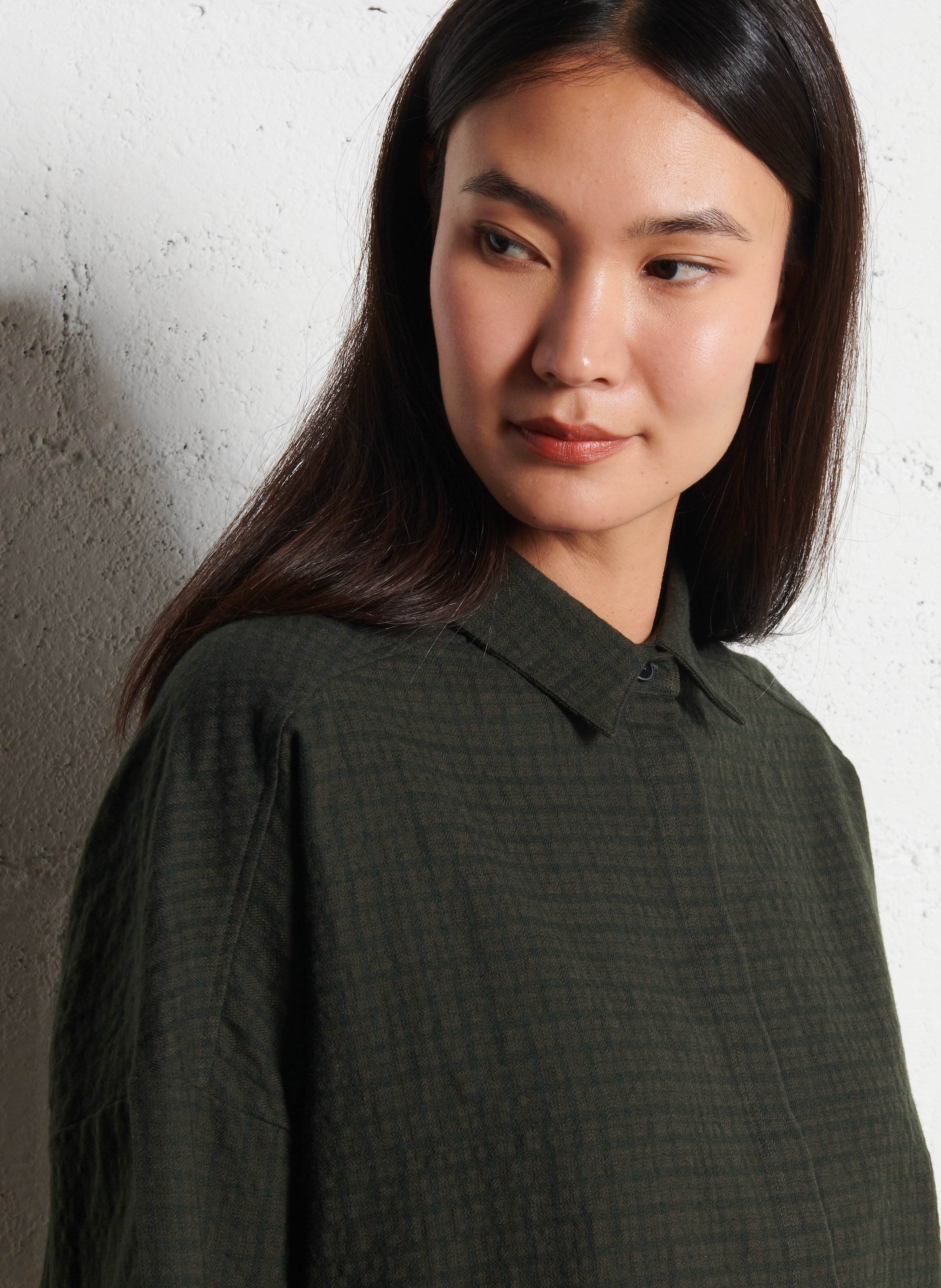 Chemise oversize en coton et en laine mélangée POMANDERE Multicolore