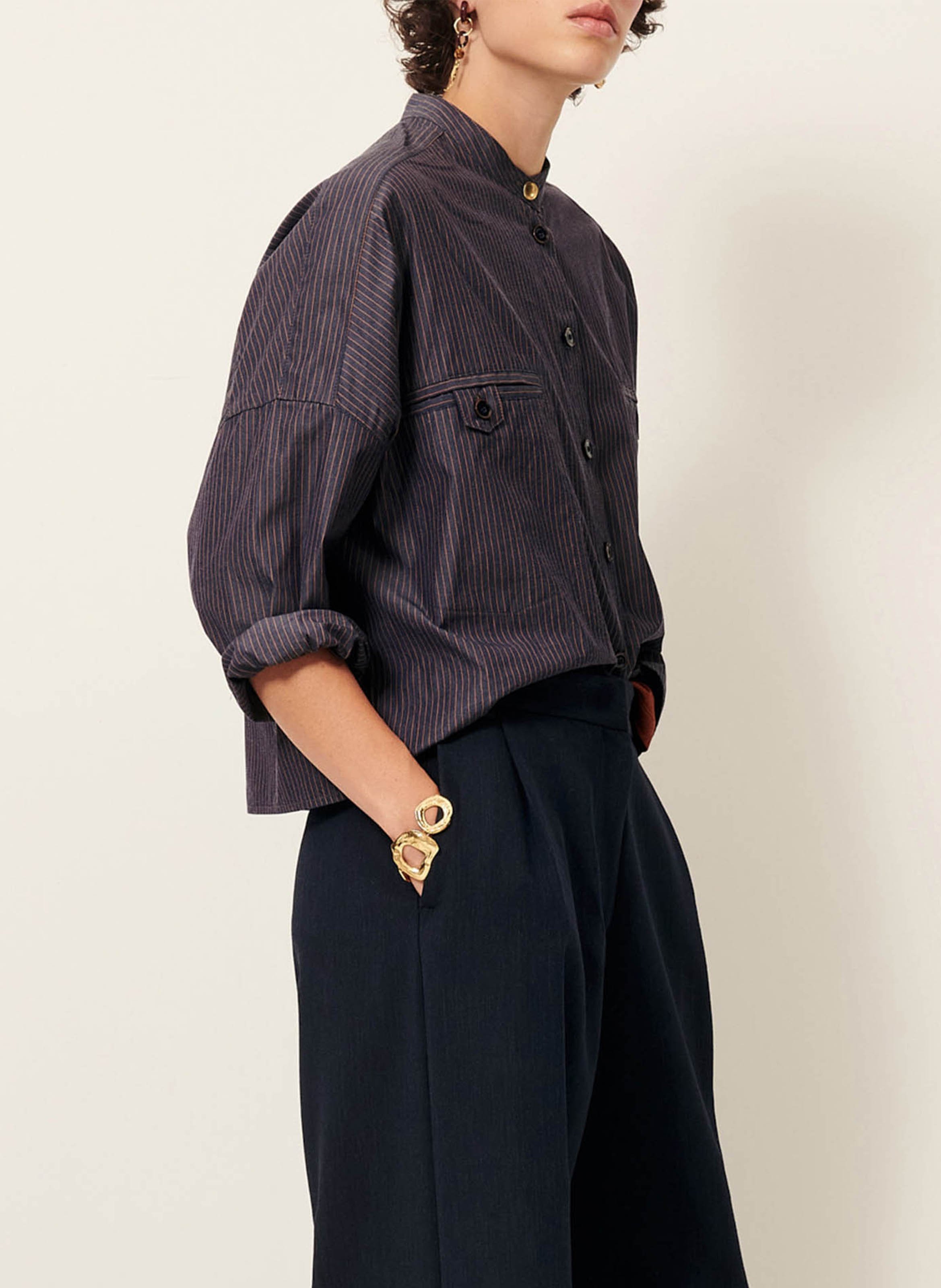 Chemise oversize en coton rayé SESSUN Bleu