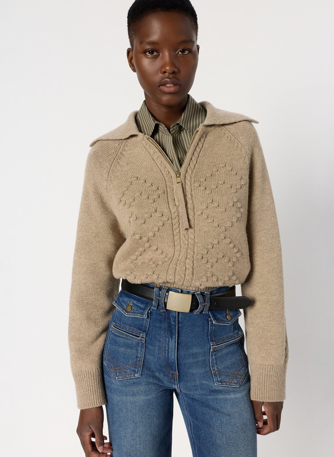 Vest met polokraag van gemengde wol GERARD DAREL Goudkleurig