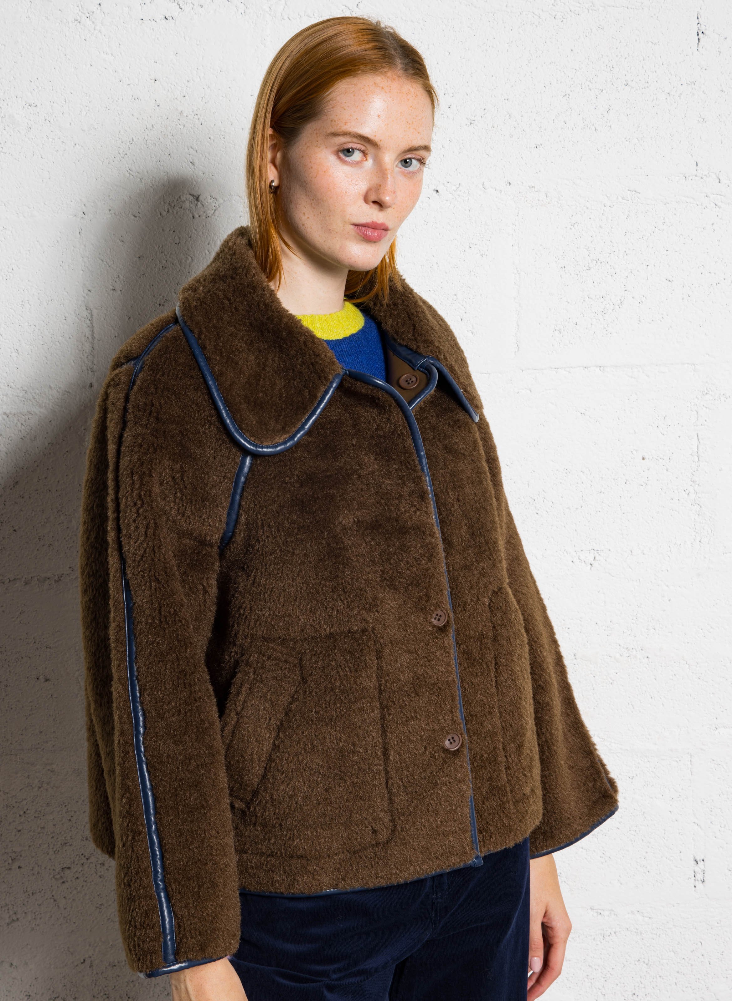 Veste col classique réversible THE TINY BIG SISTER Marron