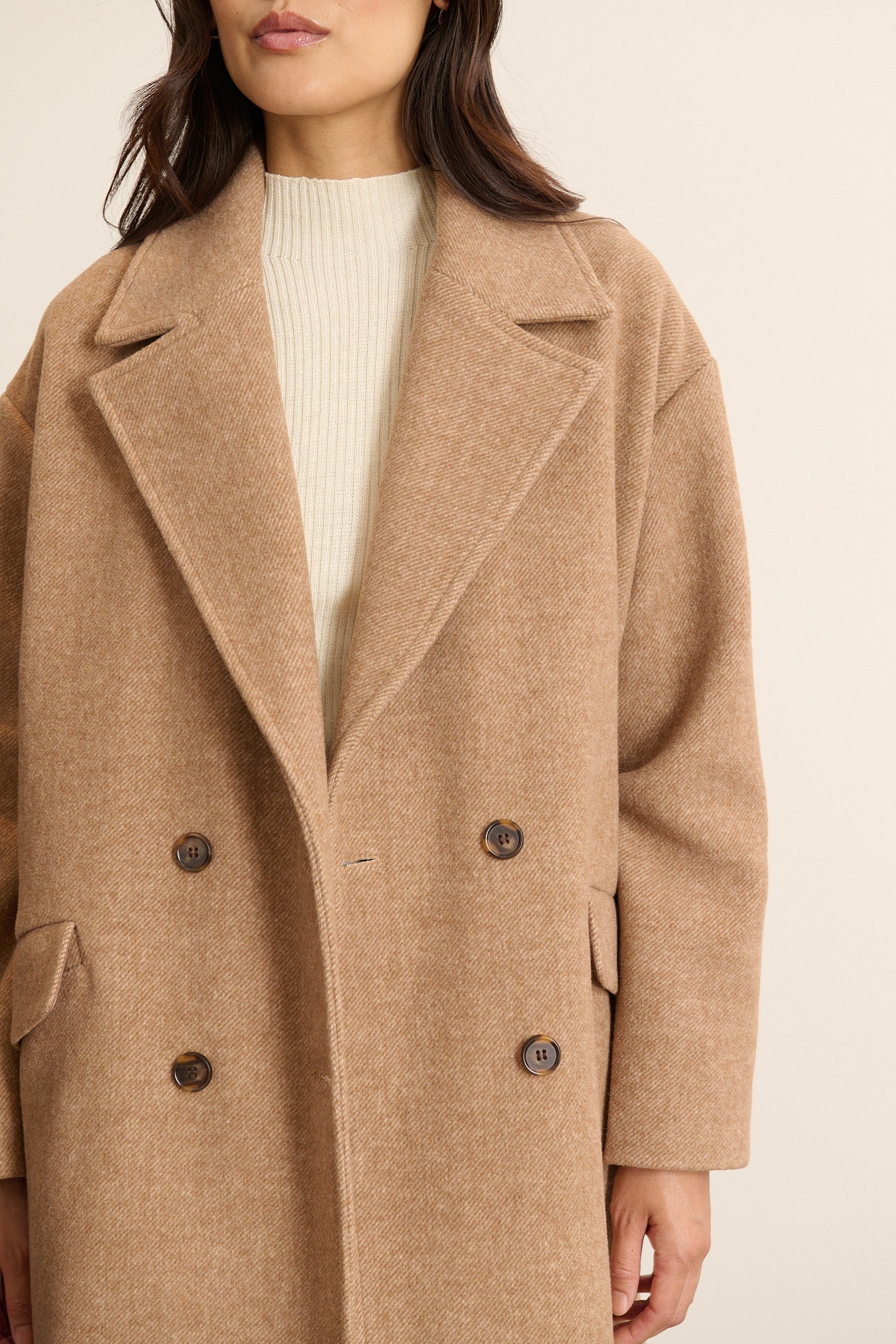 Oversized long wool blend coat GARANCE PARIS Beige