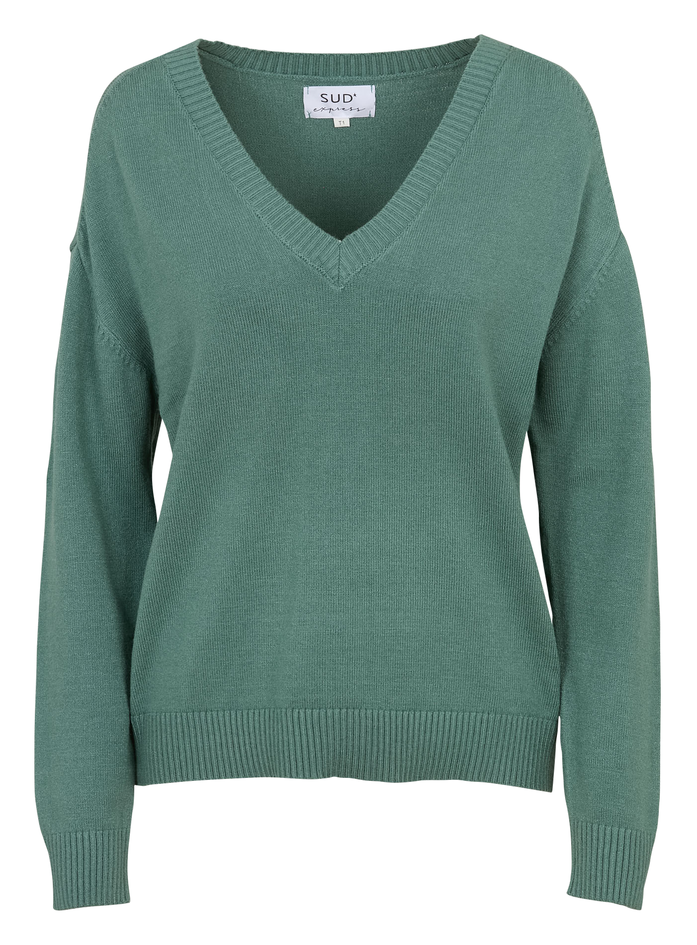 Pull oversize col V en maille SUD EXPRESS Gris