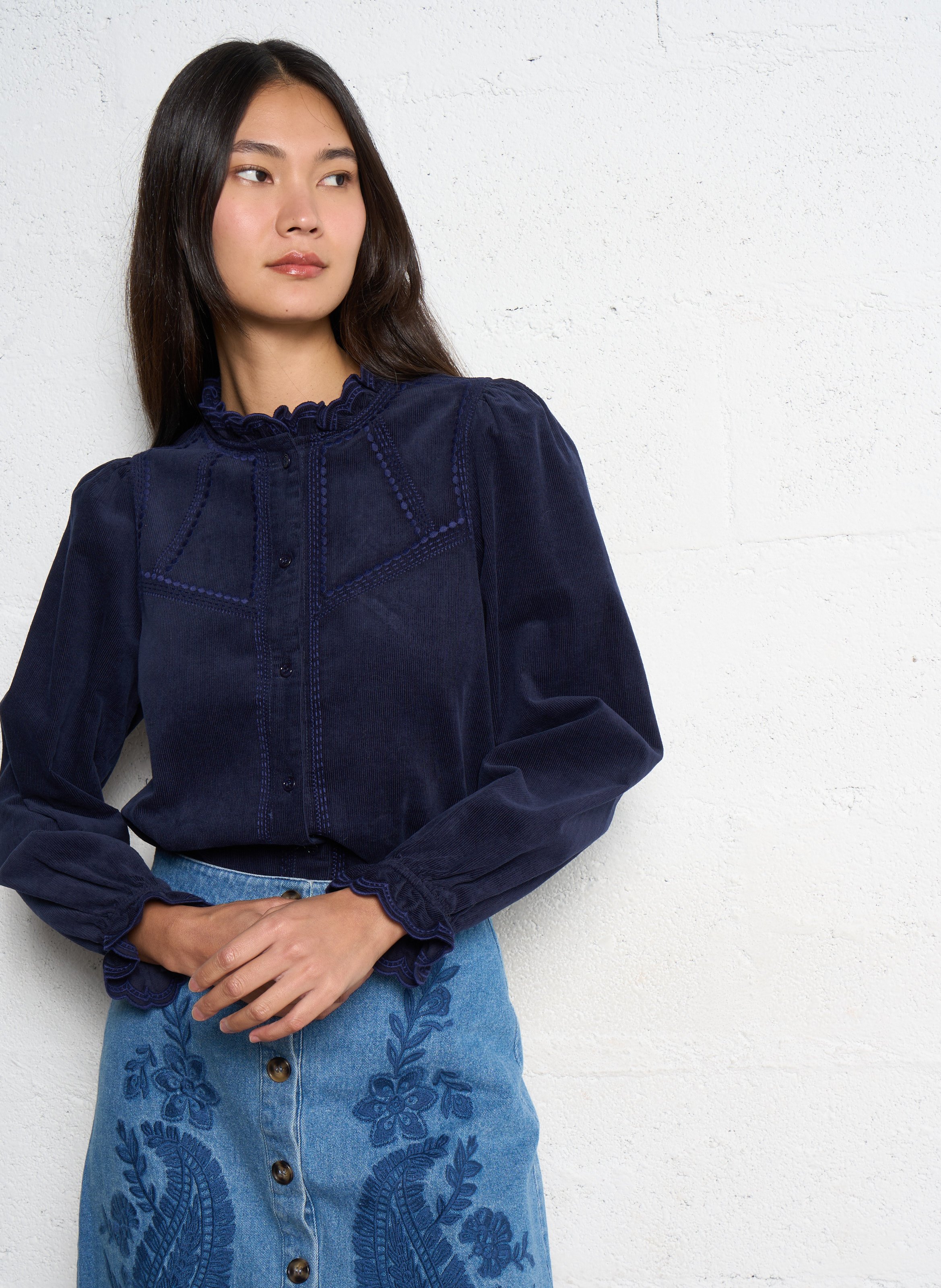 Straight cotton round-neck blouse LA PETITE ETOILE