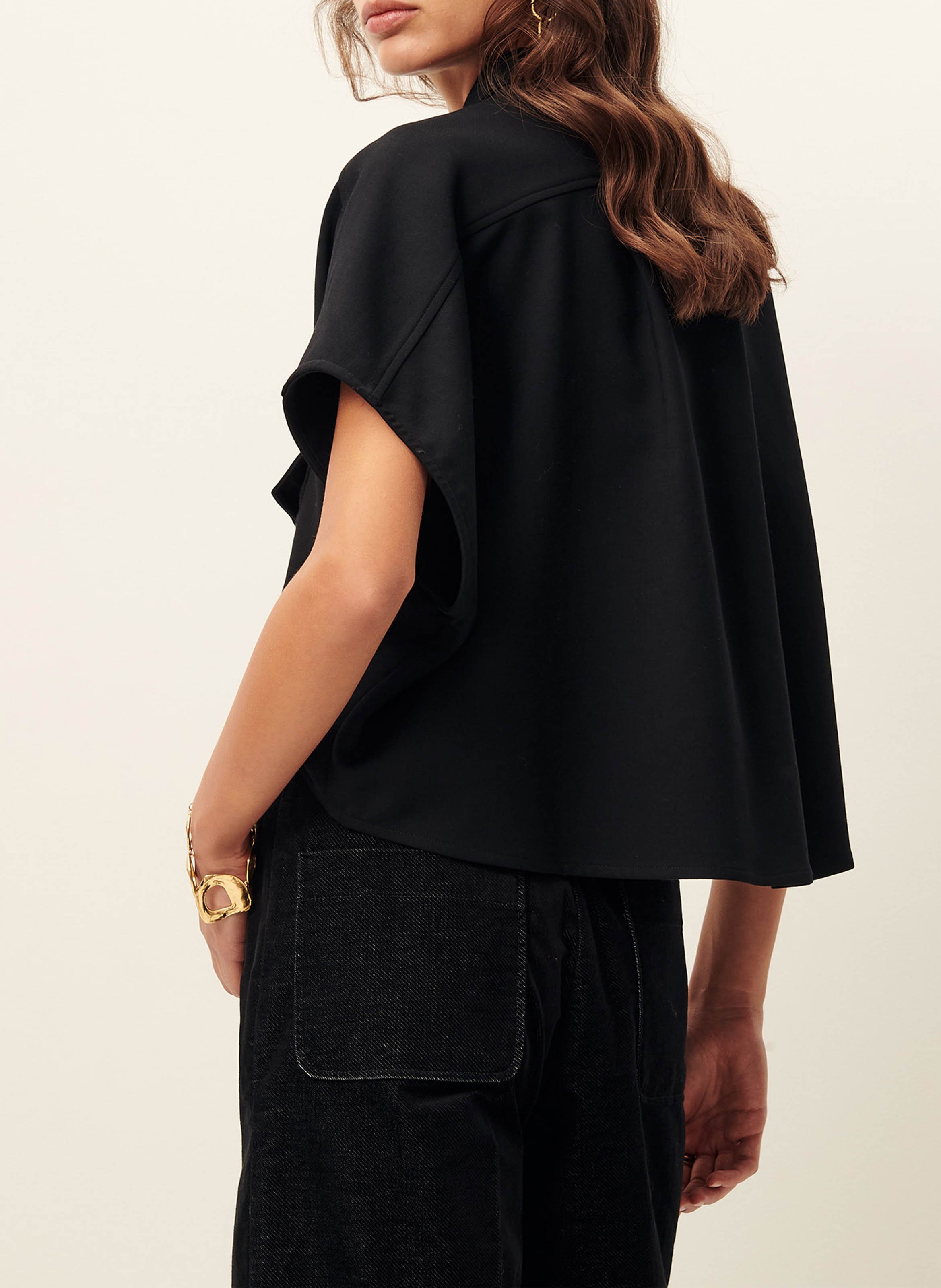 Oversized shirt with classic collar SESSUN Black
