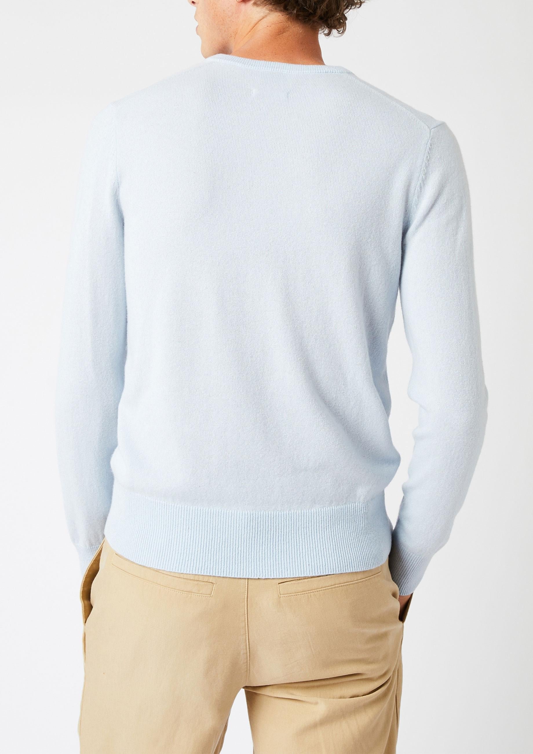 Pull homme col v en cachemire 2 fils RODIER Bleu