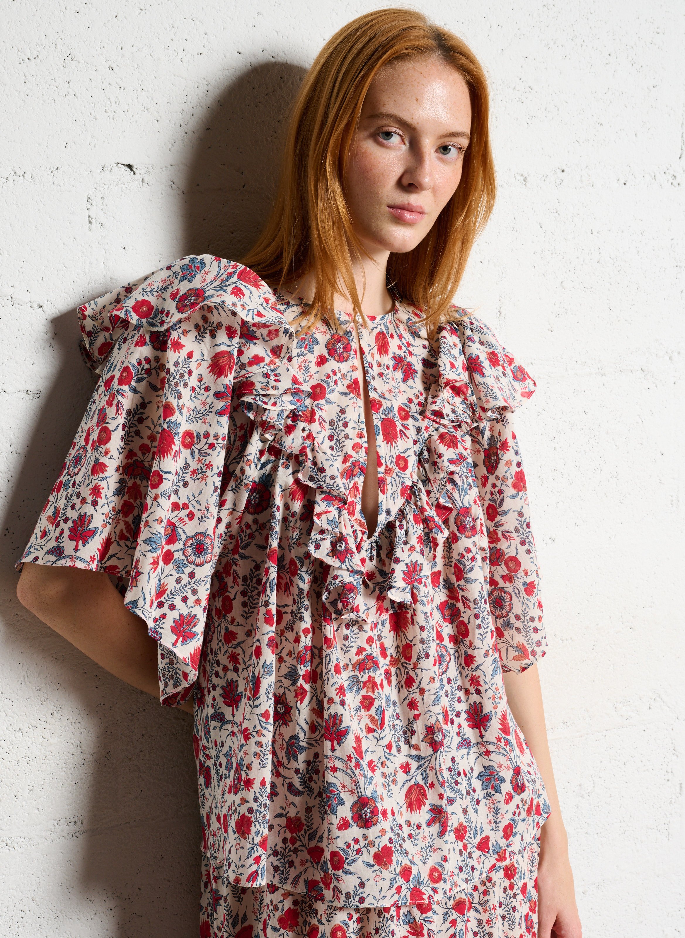 Baumwollbluse mit Rundhalsausschnitt ANTIK BATIK Mehrfarbig