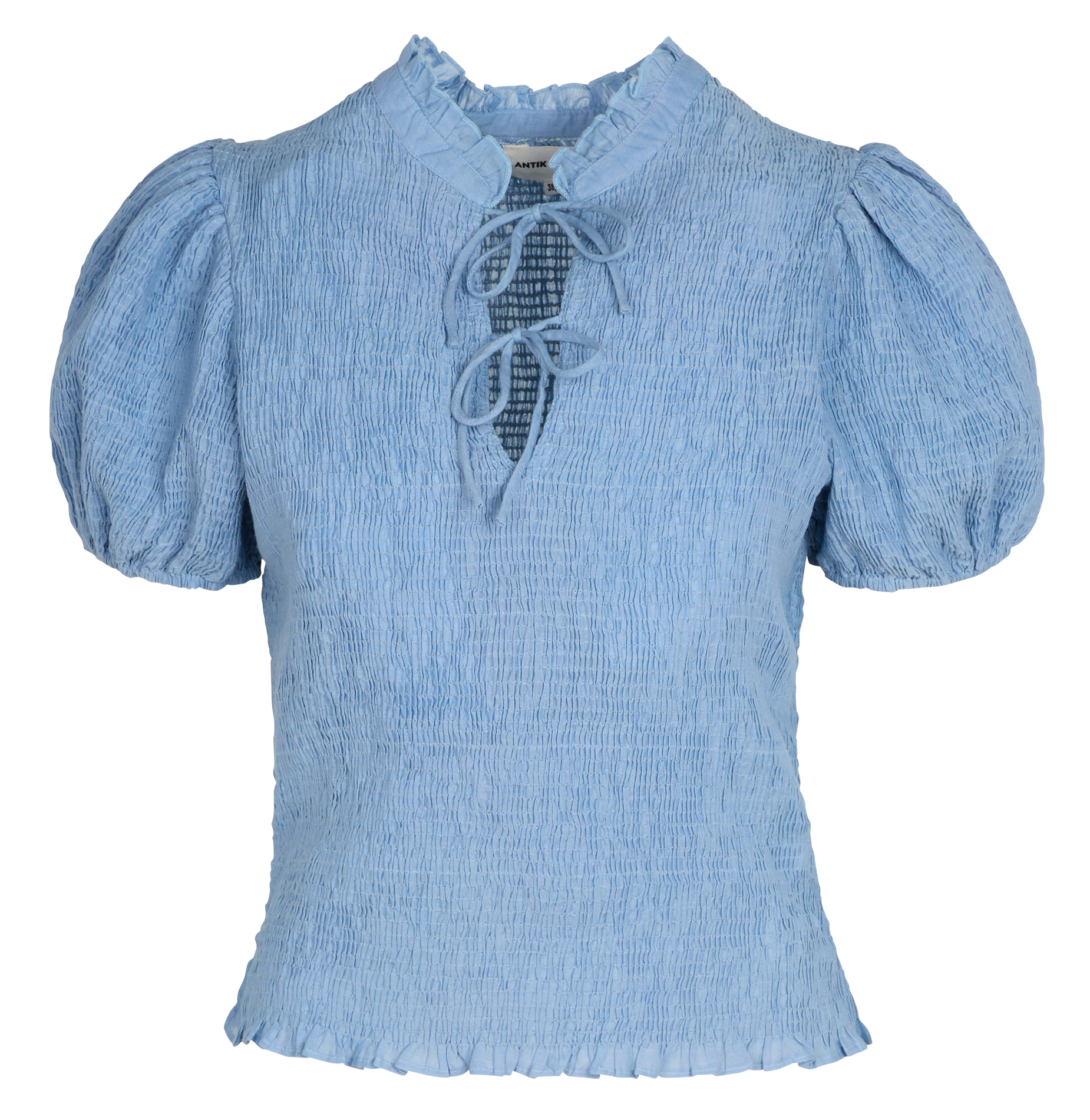 Angepasstes Top mit Tunesischem Kragen aus Baumwolle ANTIK BATIK Blau