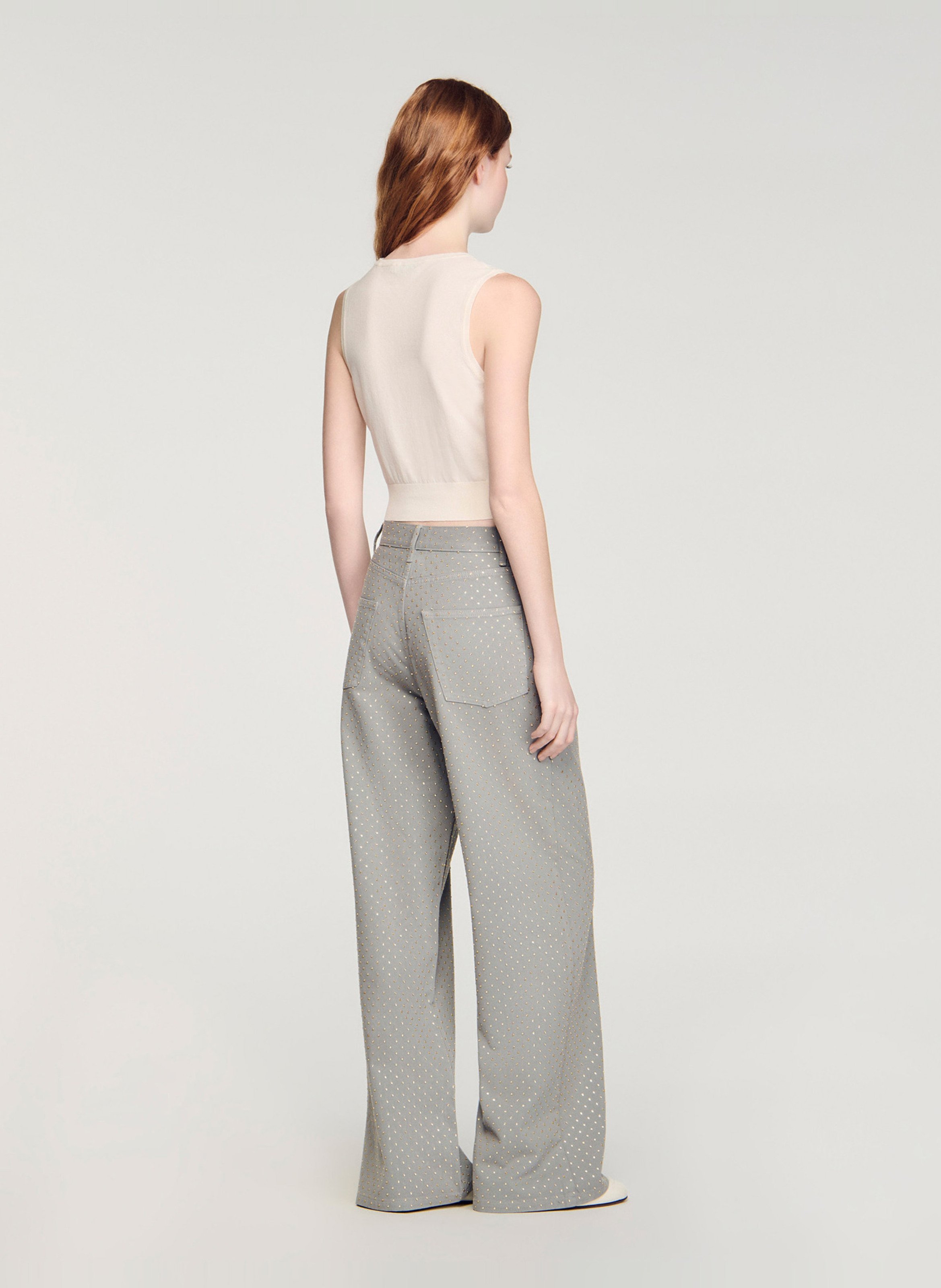 Ronde hals top in gemengd katoen SANDRO Beige