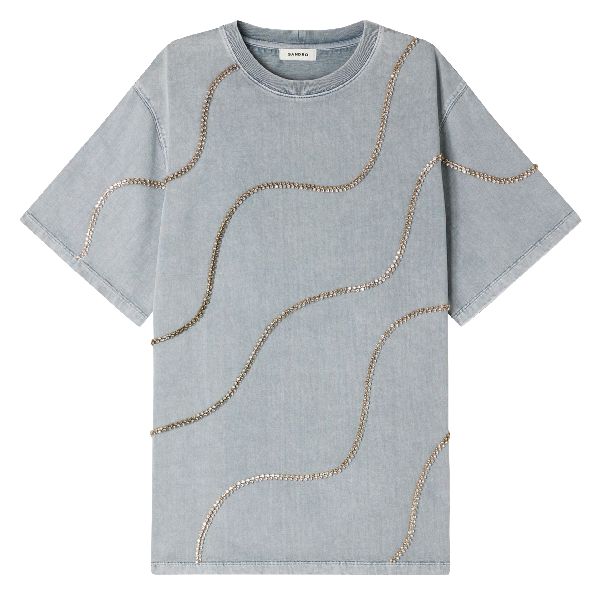 Oversized, katoenen T-shirt met ronde hals SANDRO Grijs