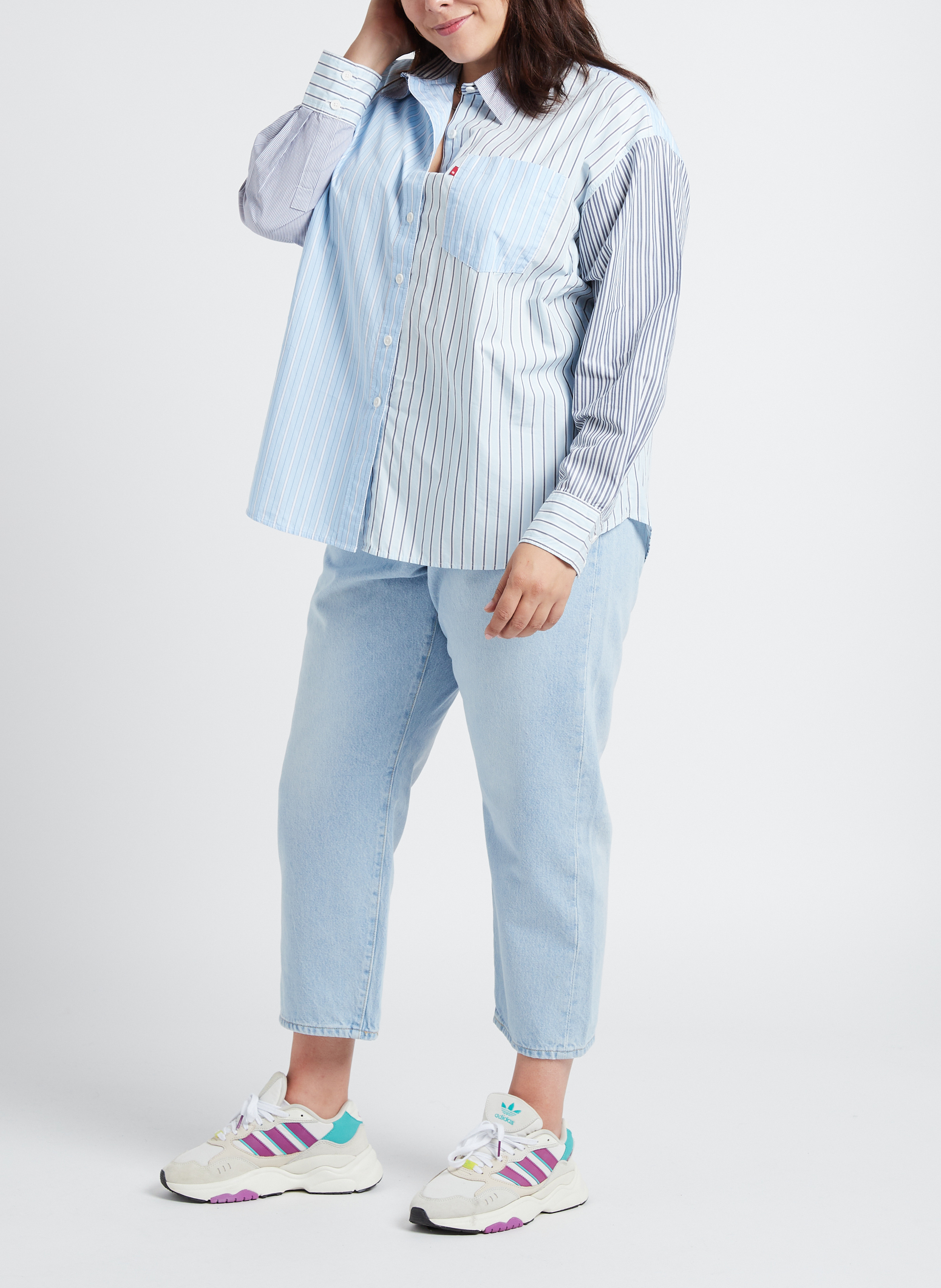 Katoenen blouse met klassieke kraag en patchworkpatroon LEVI'S Blauw