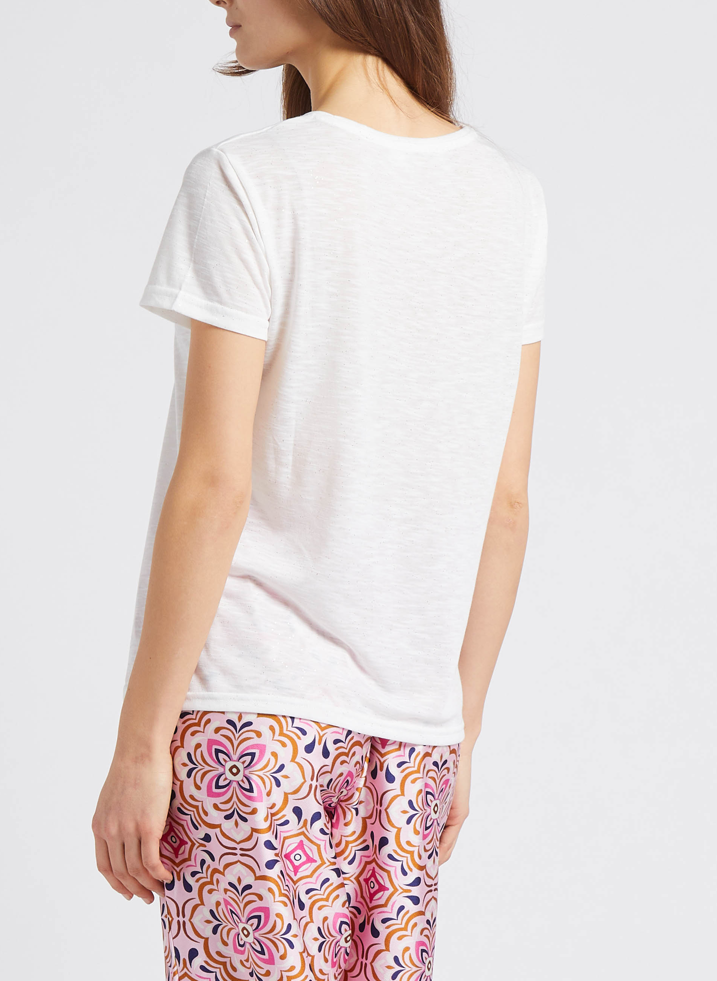 Tee-shirt col rond pailleté LA PETITE ETOILE Blanc