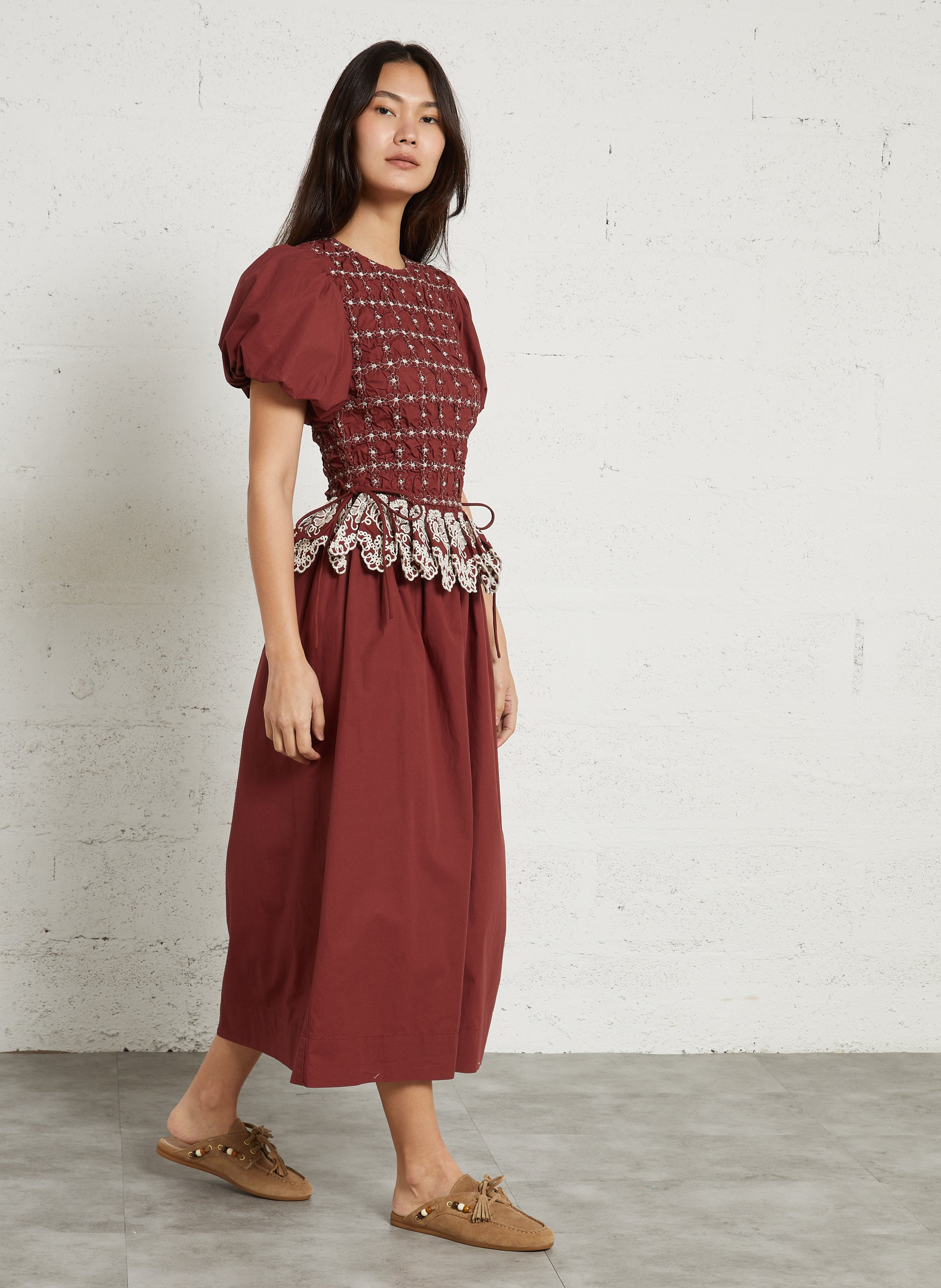 Long organic cotton dress DAMSON MADDER Red