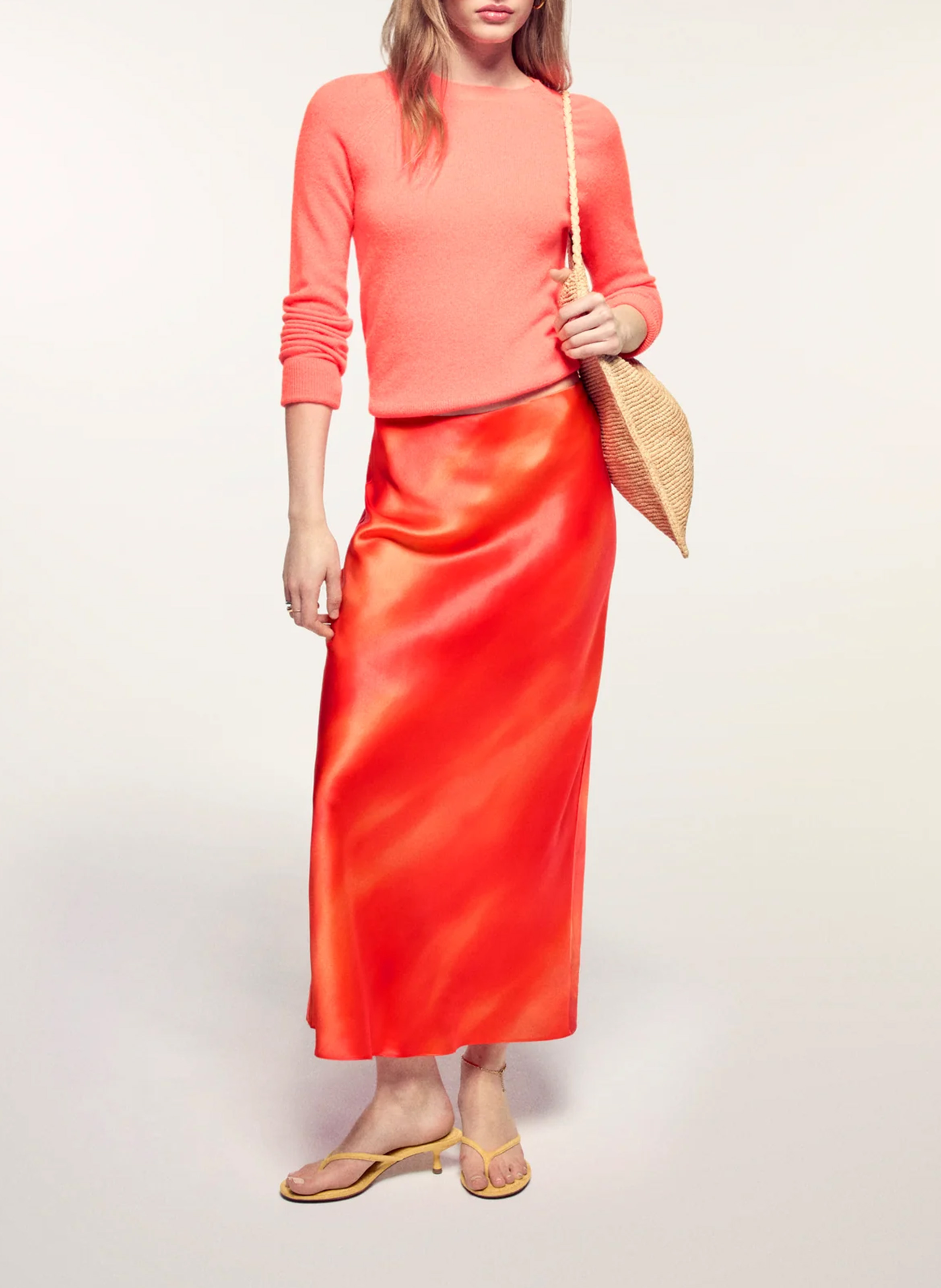 Straight cotton sweater with round neck FROM FUTURE Orange