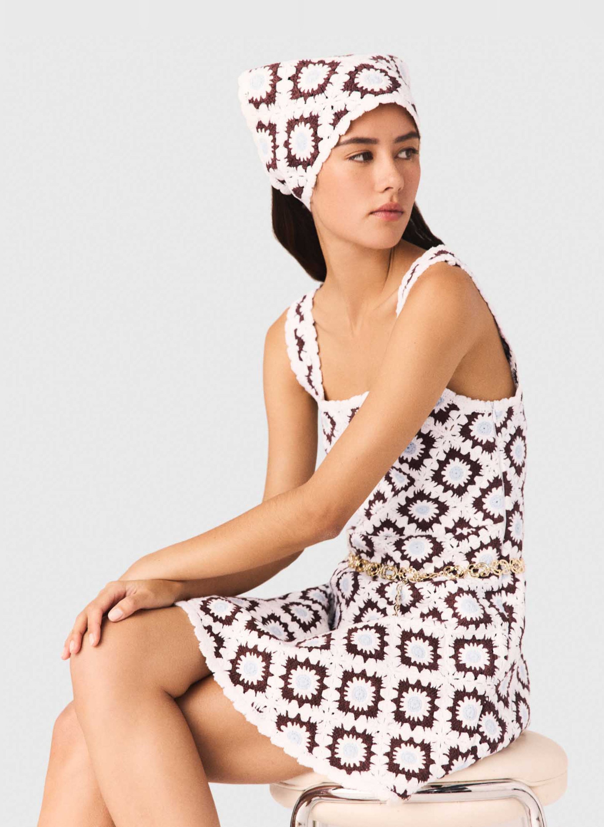 Short flared cotton-blend dress MAJE Brown