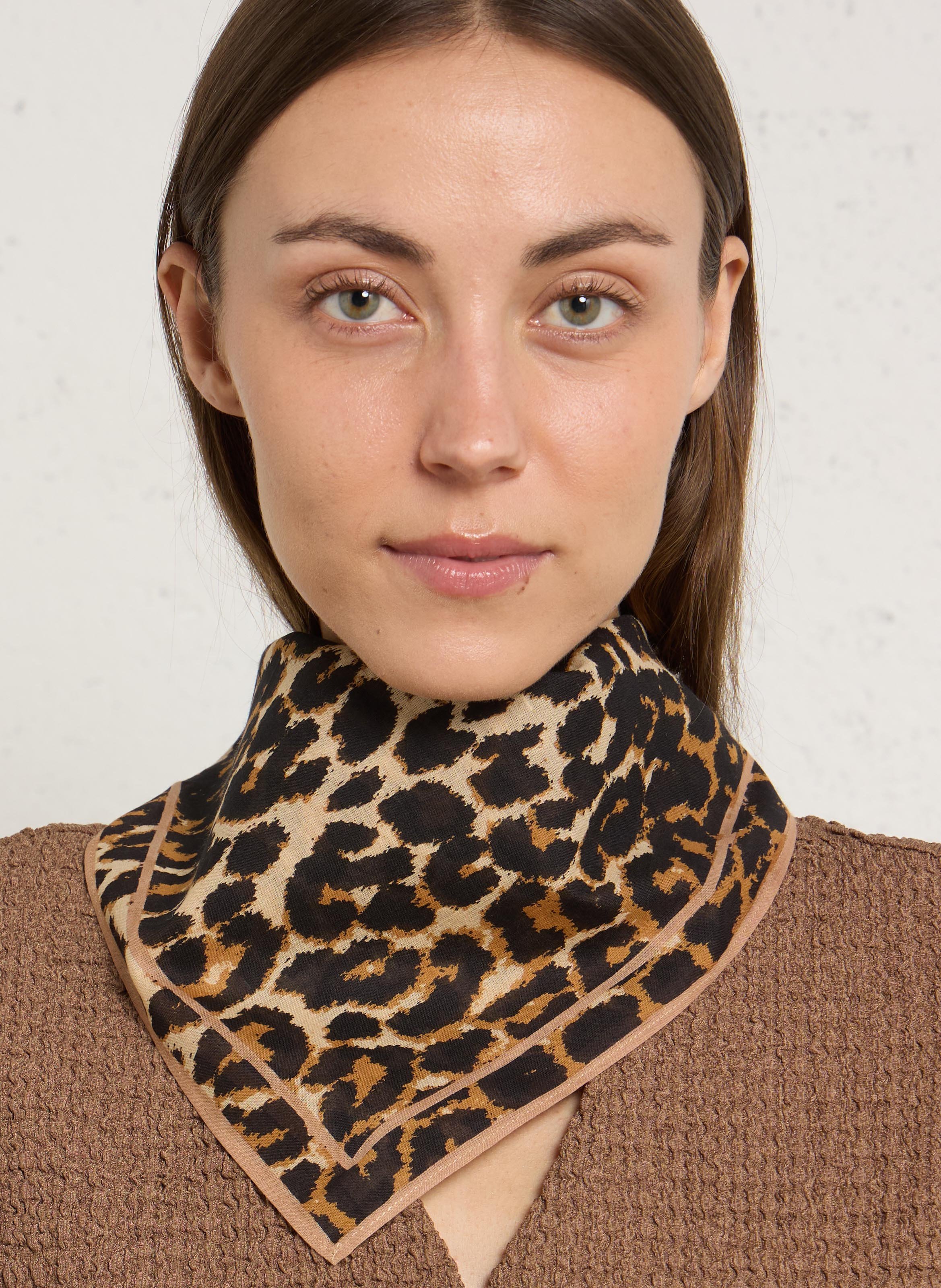 Foulard léopard en coton BECKSONDERGAARD Multicolore