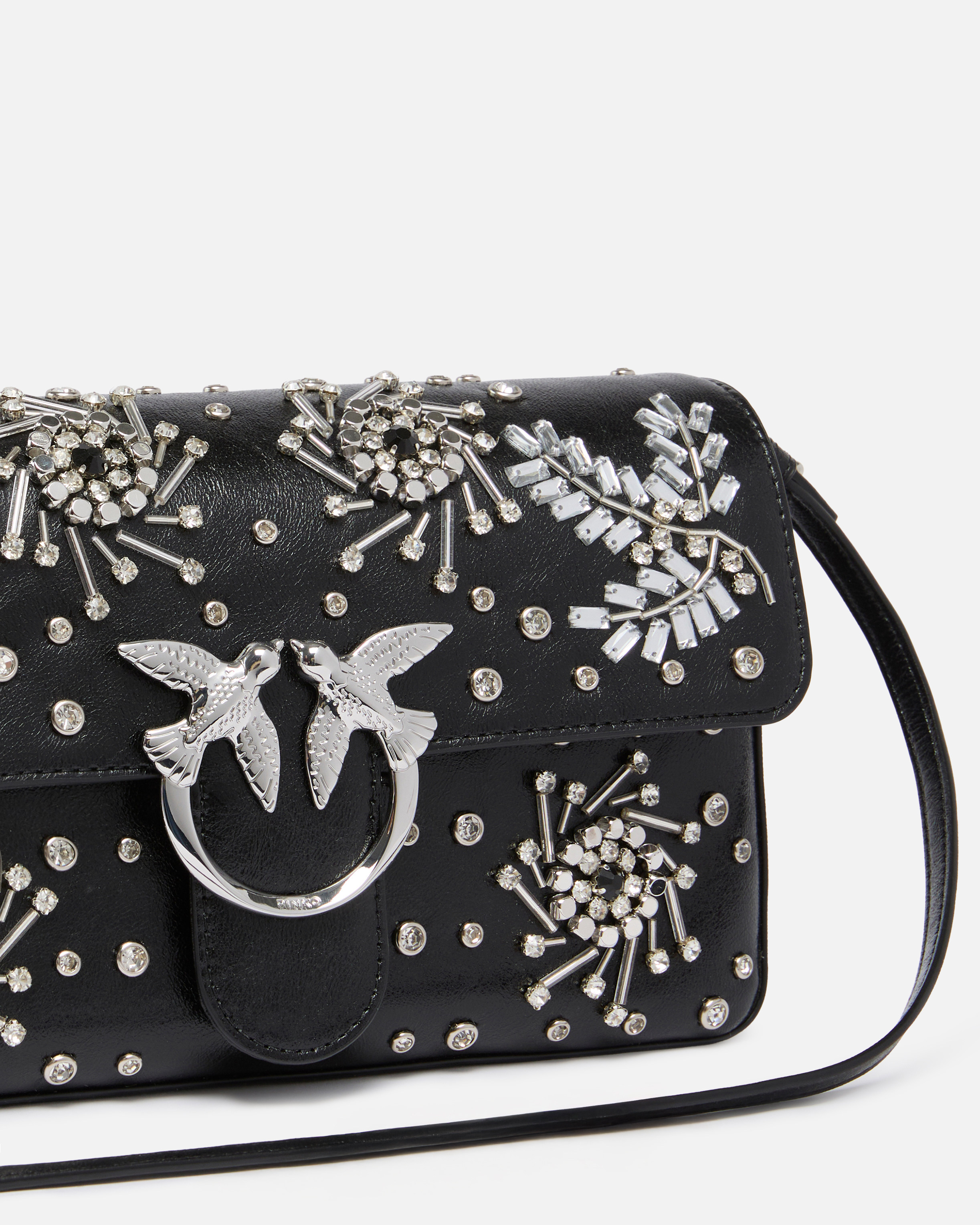 Sac porté épaule moyen love bag slouchy en microfibre effet cuir PINKO Noir