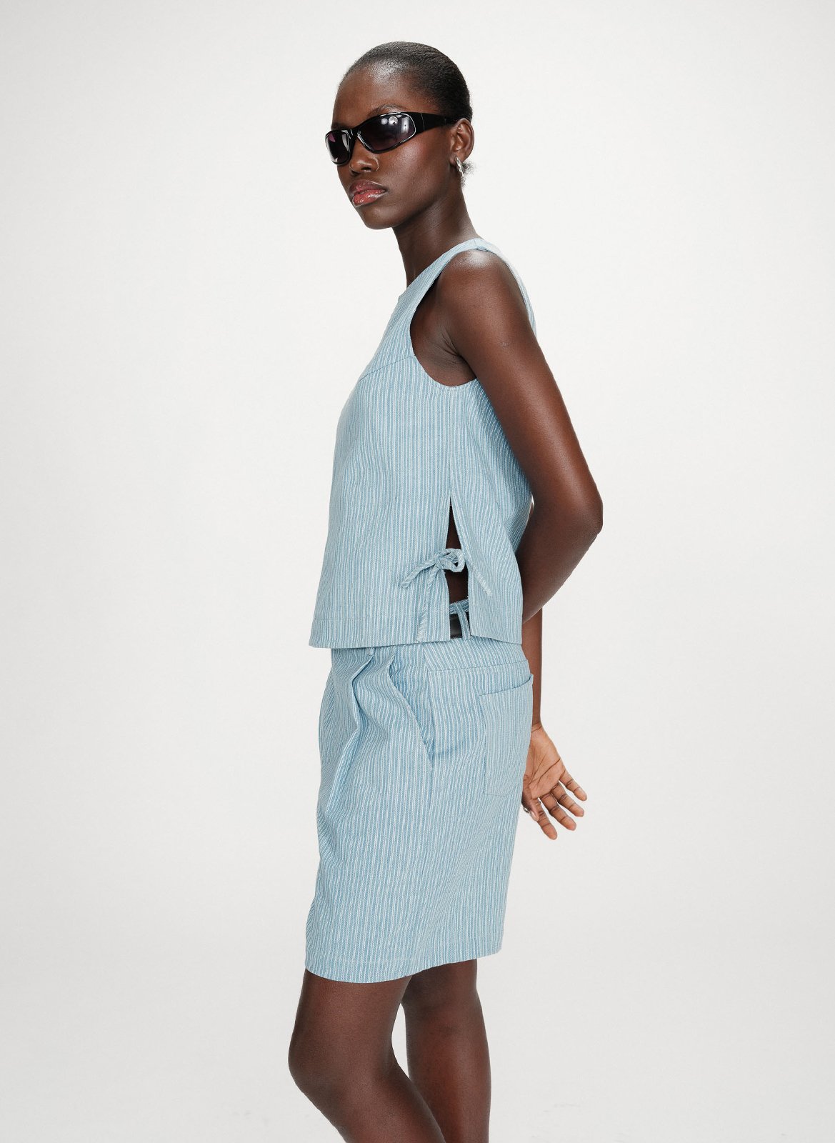 Mouwloze gestreepte wijde top GRACE ET MILA Blauw