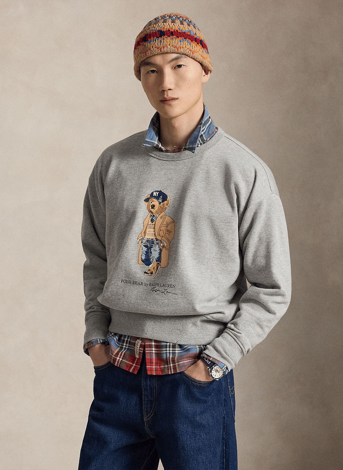 Straight cotton-blend sweater POLO RALPH LAUREN Grey