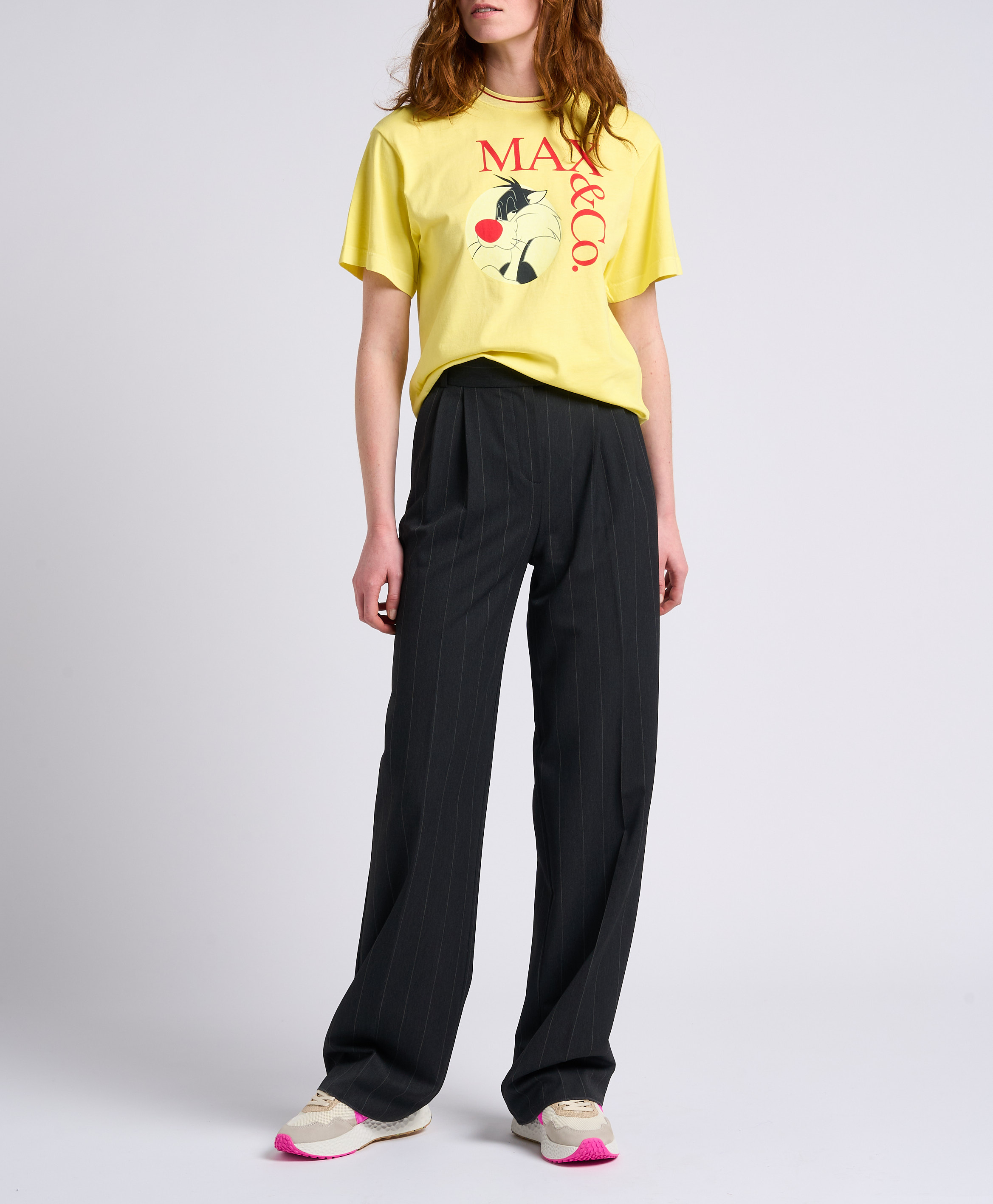 Rundhals-T-Shirt aus Baumwolle mit Siebdruck MAX&Co. Gelb