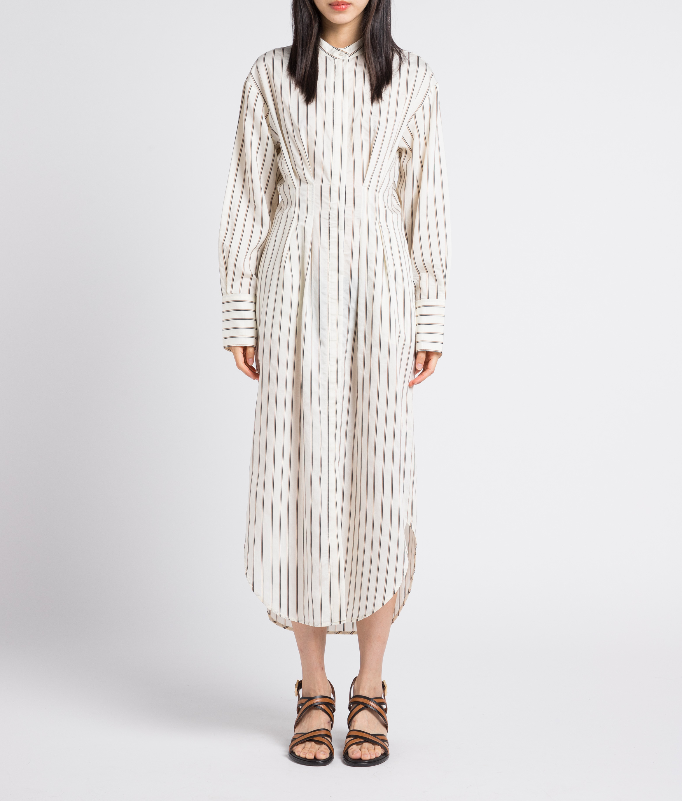 Long fitted dress with mandarin neckline SAMSOE SAMSOE White