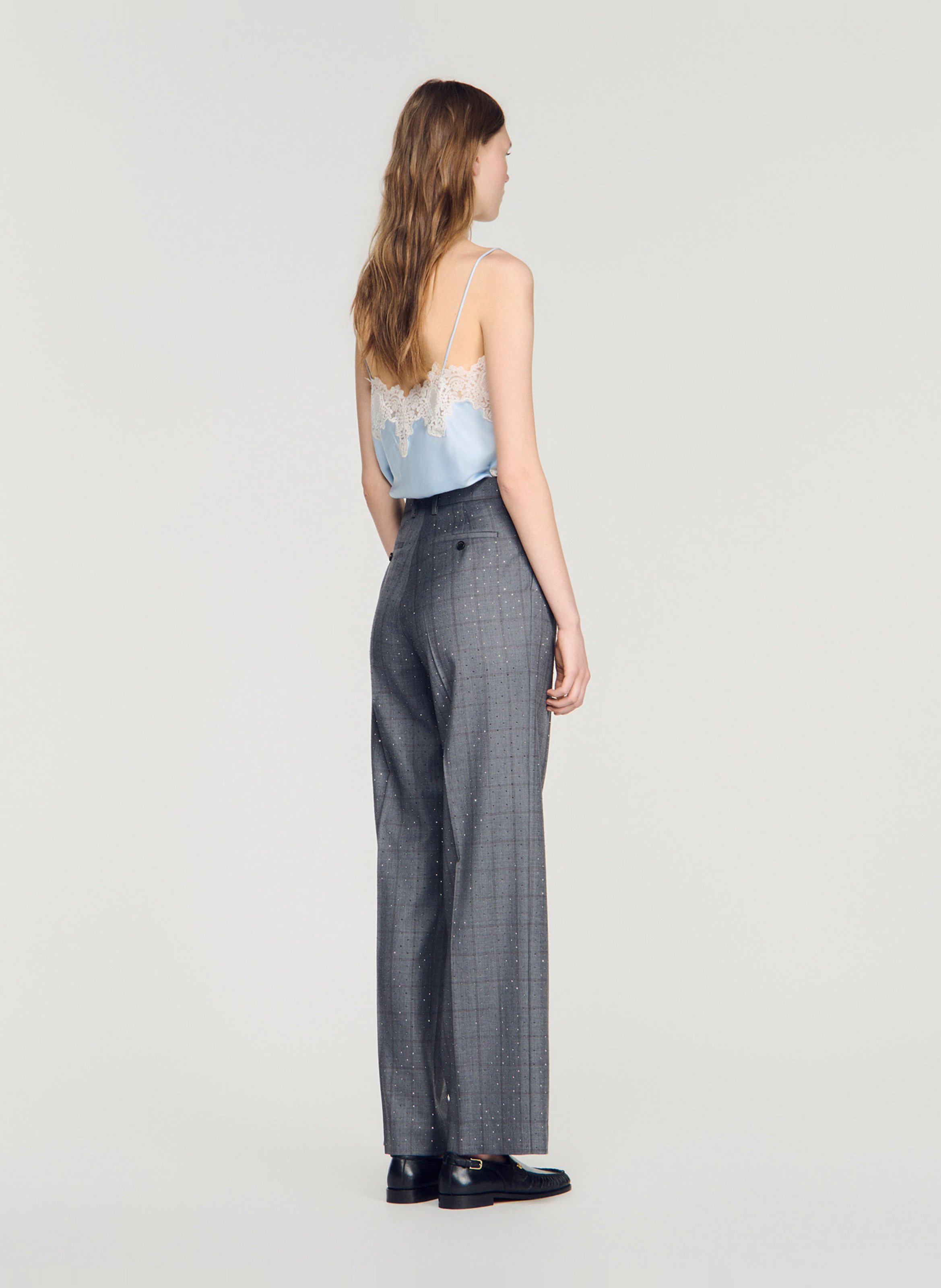 Pantalon large en laine SANDRO Gris