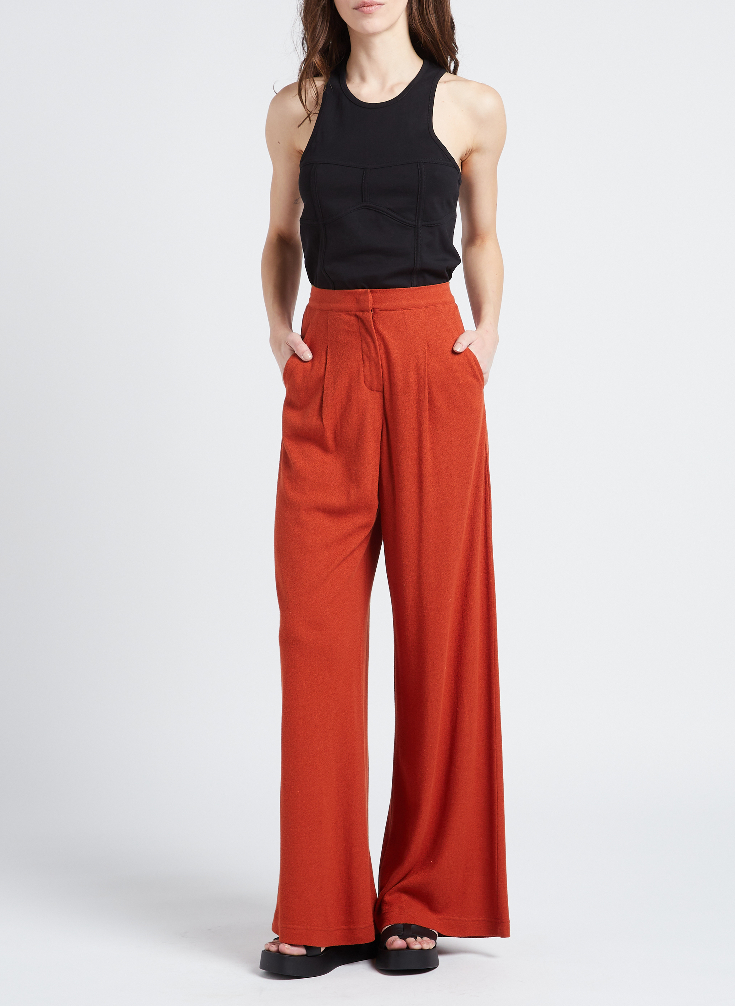 Wide-leg high-waisted linen-blend pants MAX MARA LEISURE Golden
