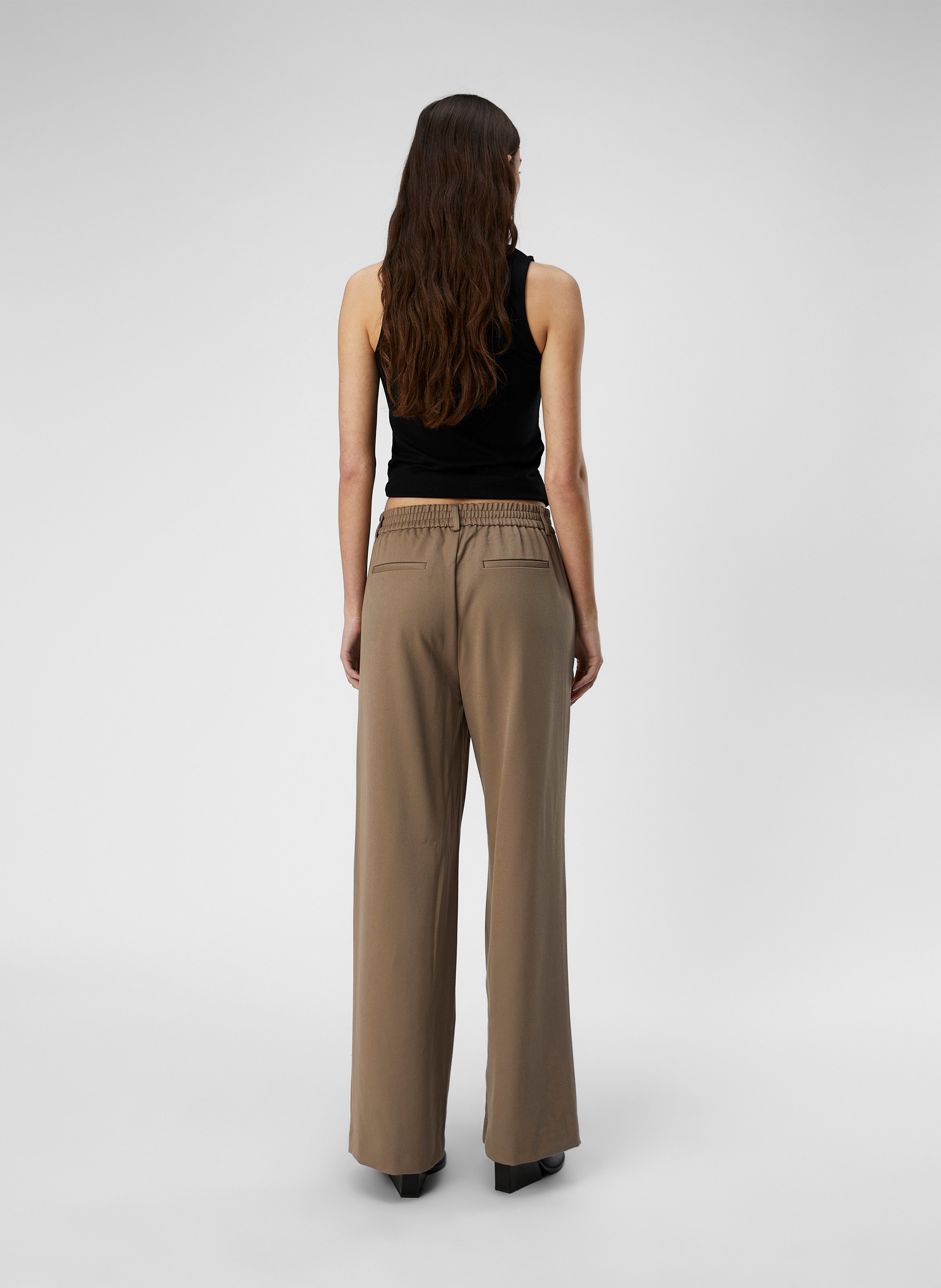 Soepelvallende bandplooibroek | Beige OBJECT Dames