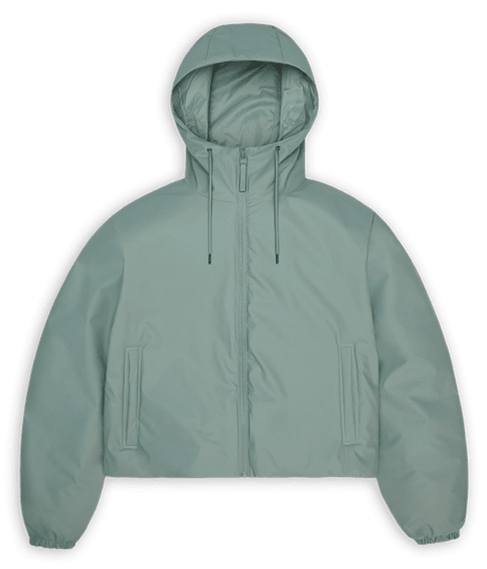 Imperméable court droit col montant à capuche RAINS Vert