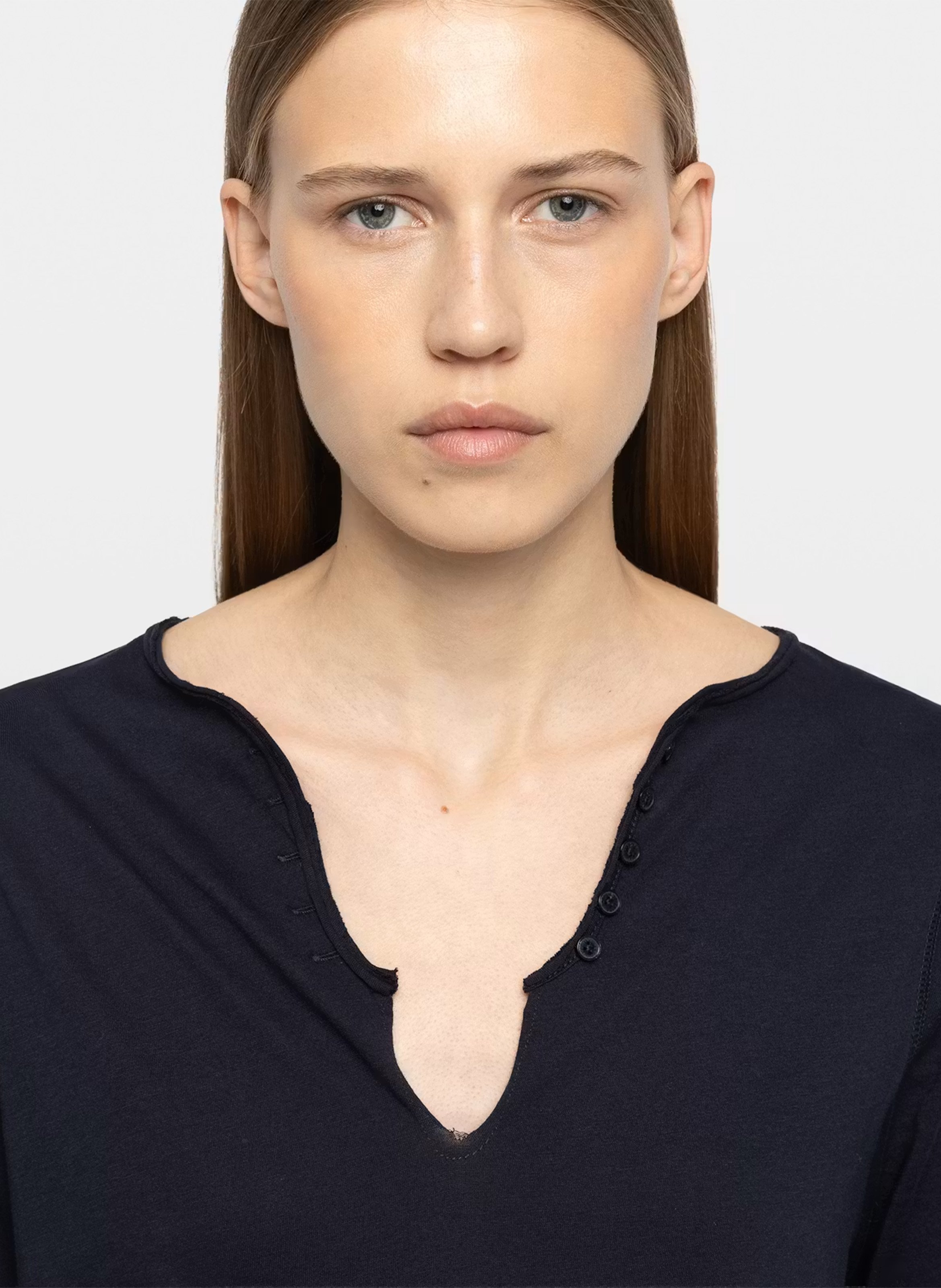 Baumwoll-T-Shirt mit V-Ausschnitt ZADIG&VOLTAIRE Blau