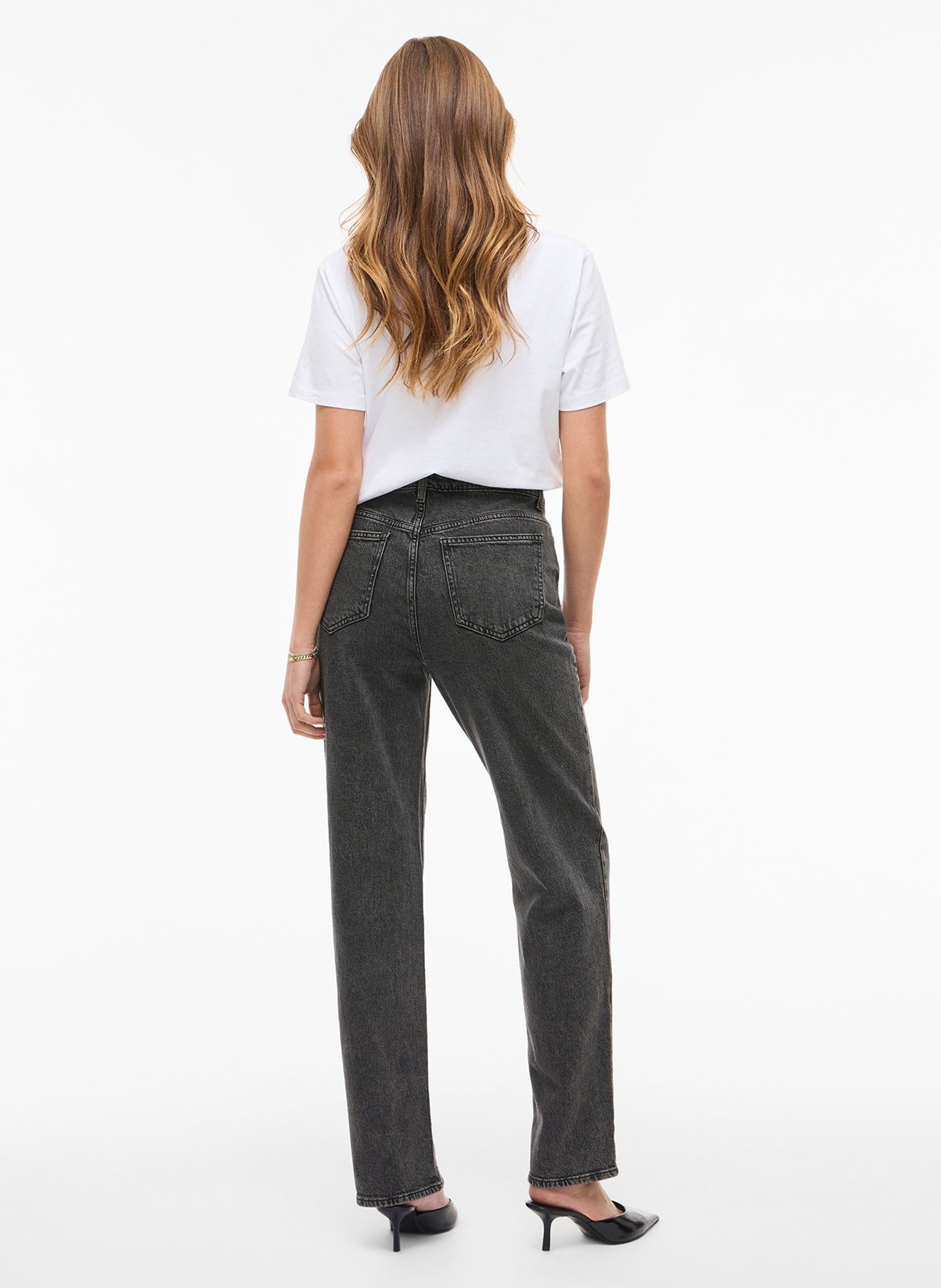 Cotton-blend straight-leg jeans VILA Grey