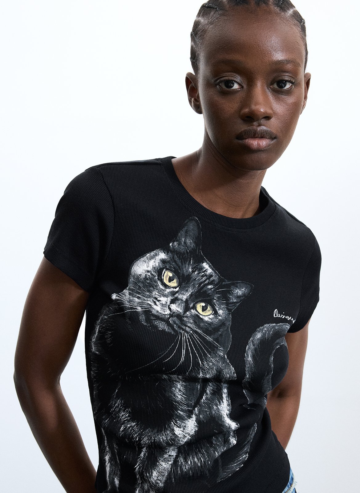 Tee-shirt col rond imprimé DESIGUAL Noir