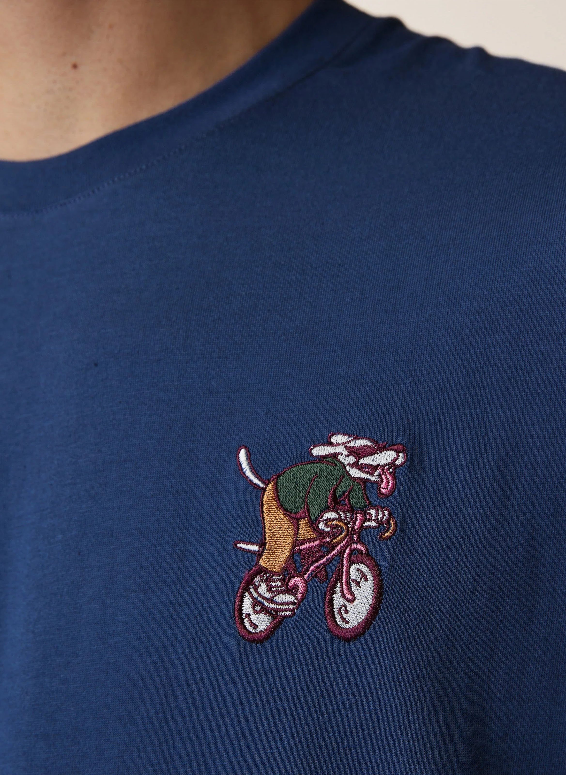 Gerader Baumwoll-T-Shirt mit Logo FAGUO Blau