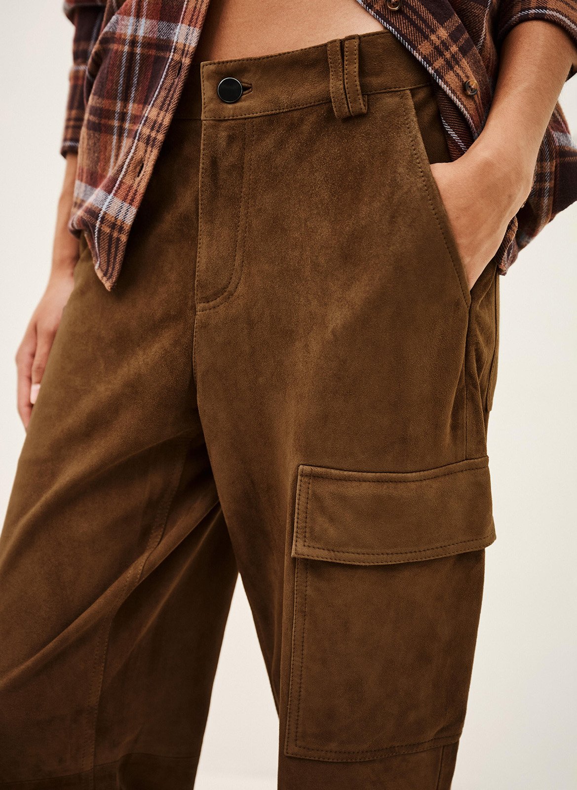 Slimfit-Wildlederhose BA&SH Braun