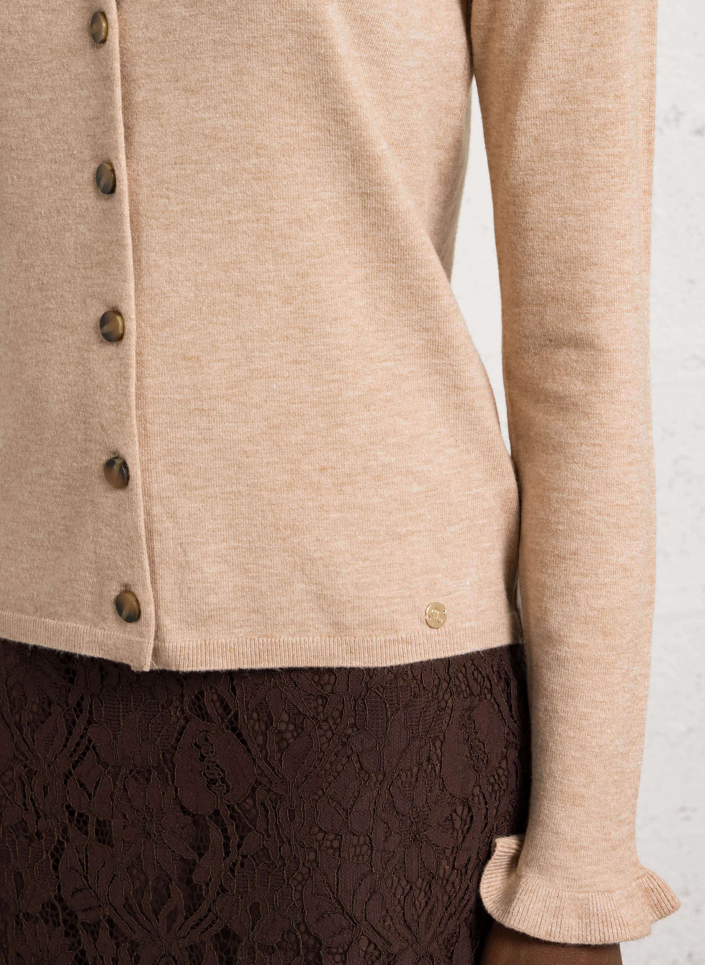 Straight cotton-blend sweater with round neck LA PETITE ETOILE Beige