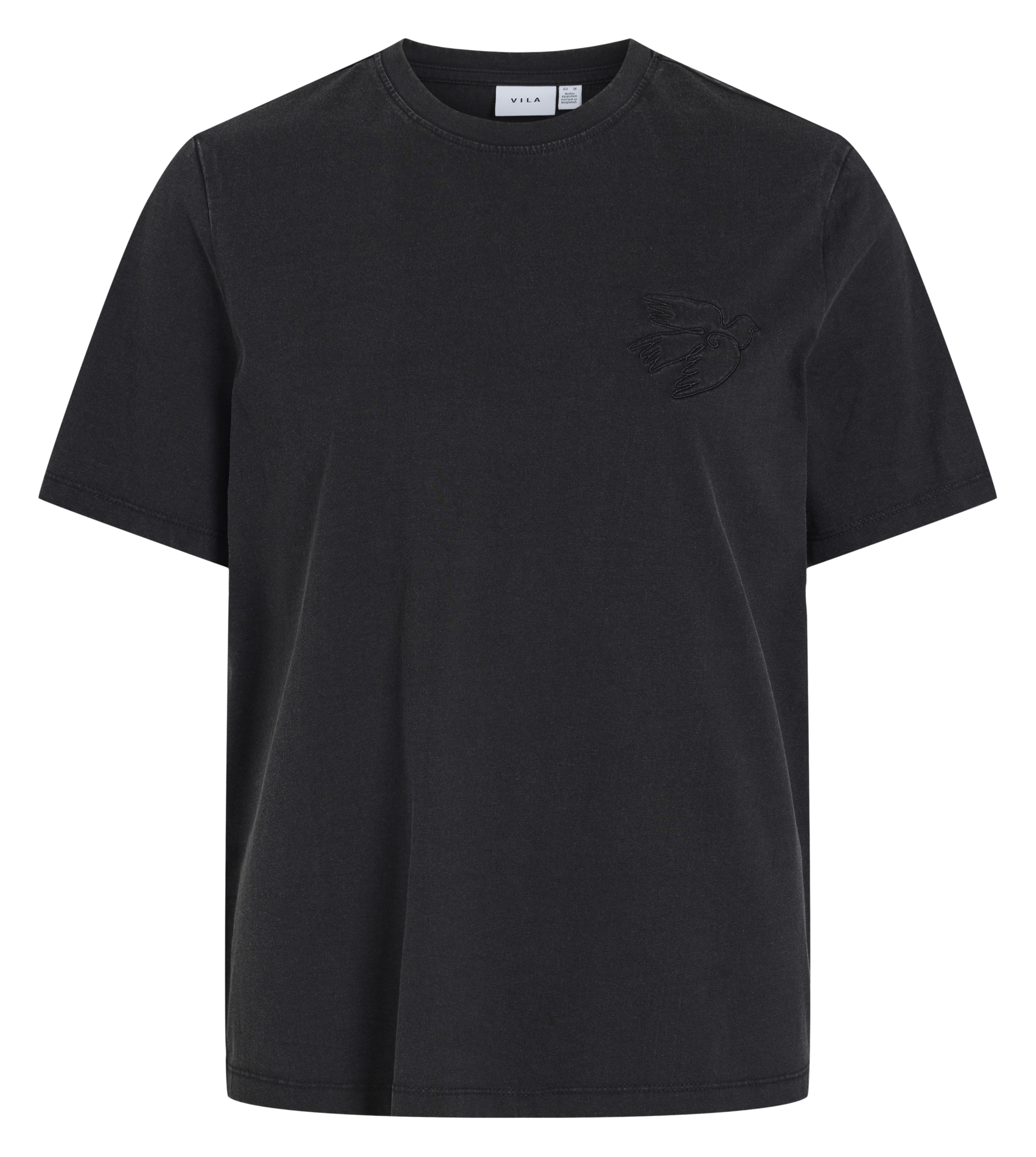 Tee-shirt col rond à broderie  VILA Noir
