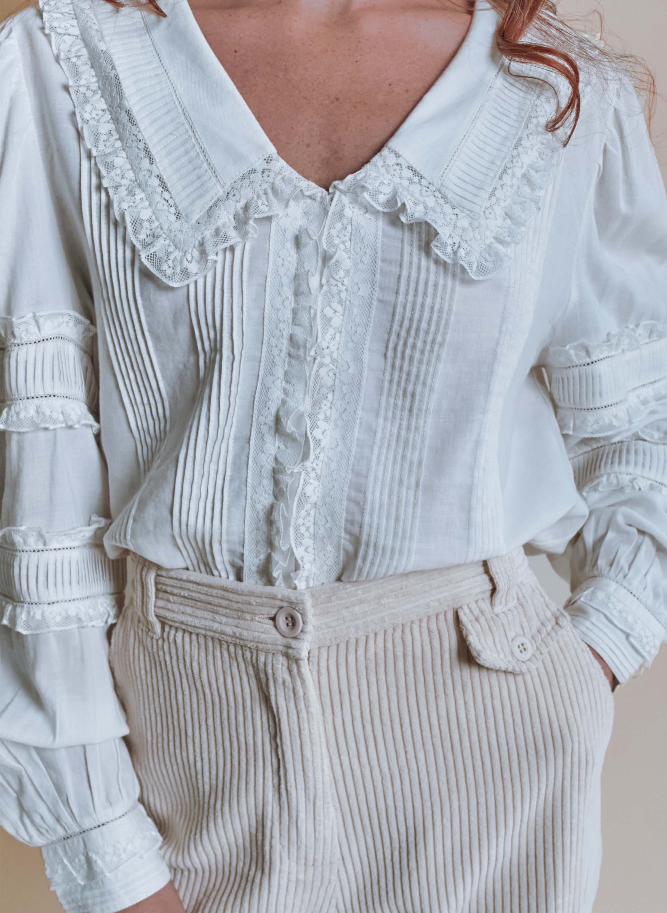 Bluse mit V-Ausschnitt aus Bio-Baumwolle EMILE ET IDA Beige
